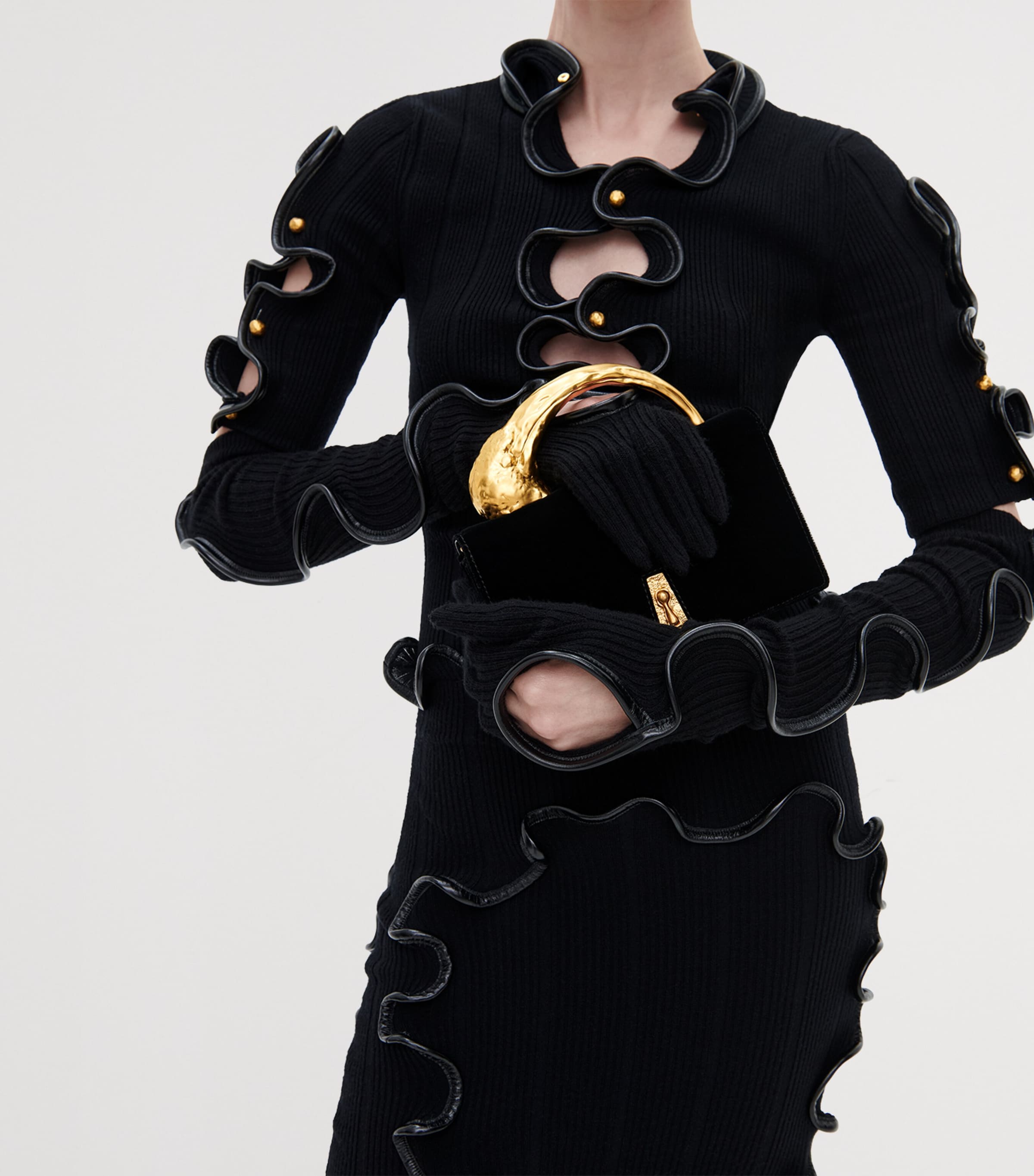 Schiaparelli Ruffle Gloves Black Image 2