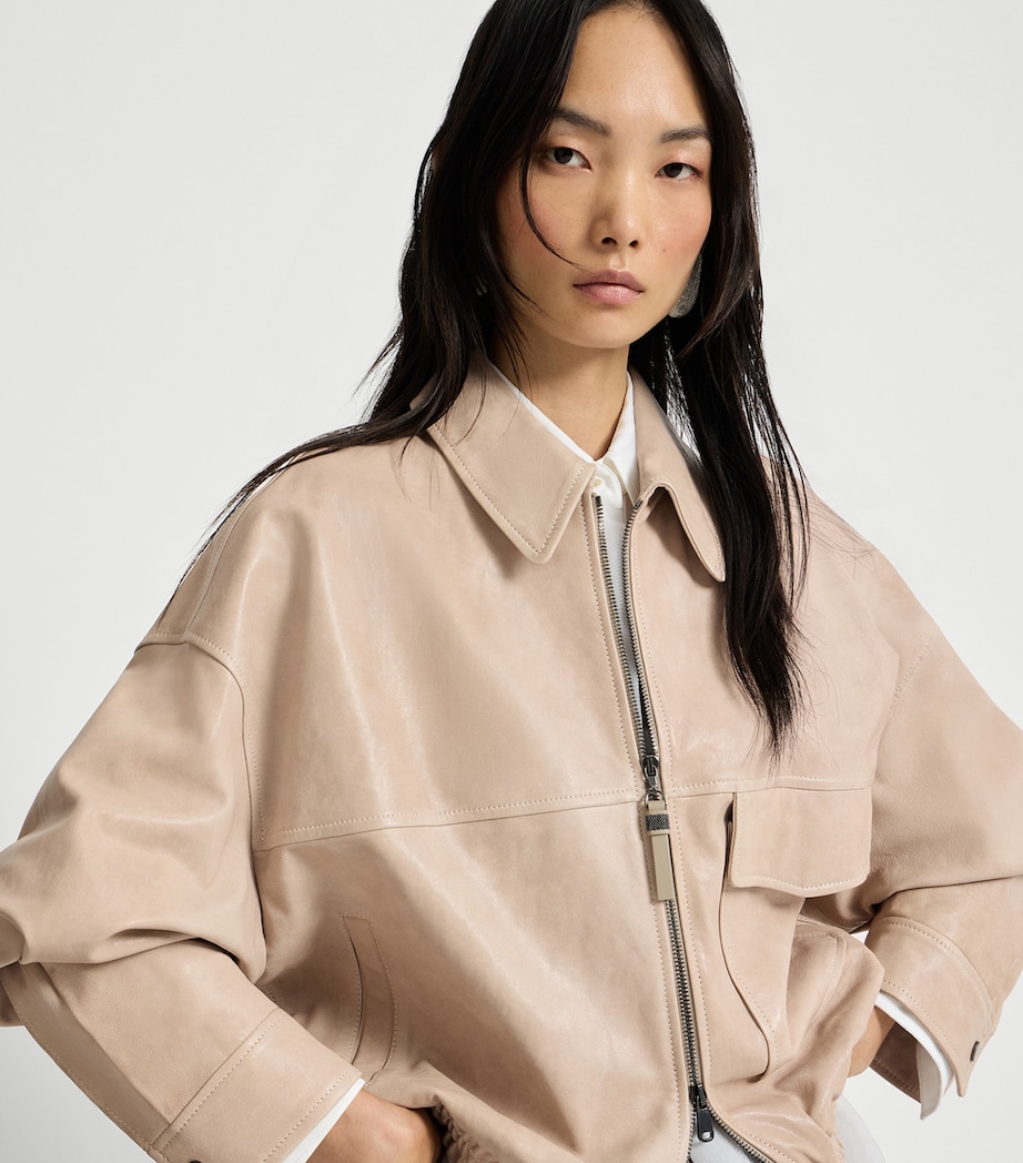 Leather Bomber Jacket C8238 Image 4