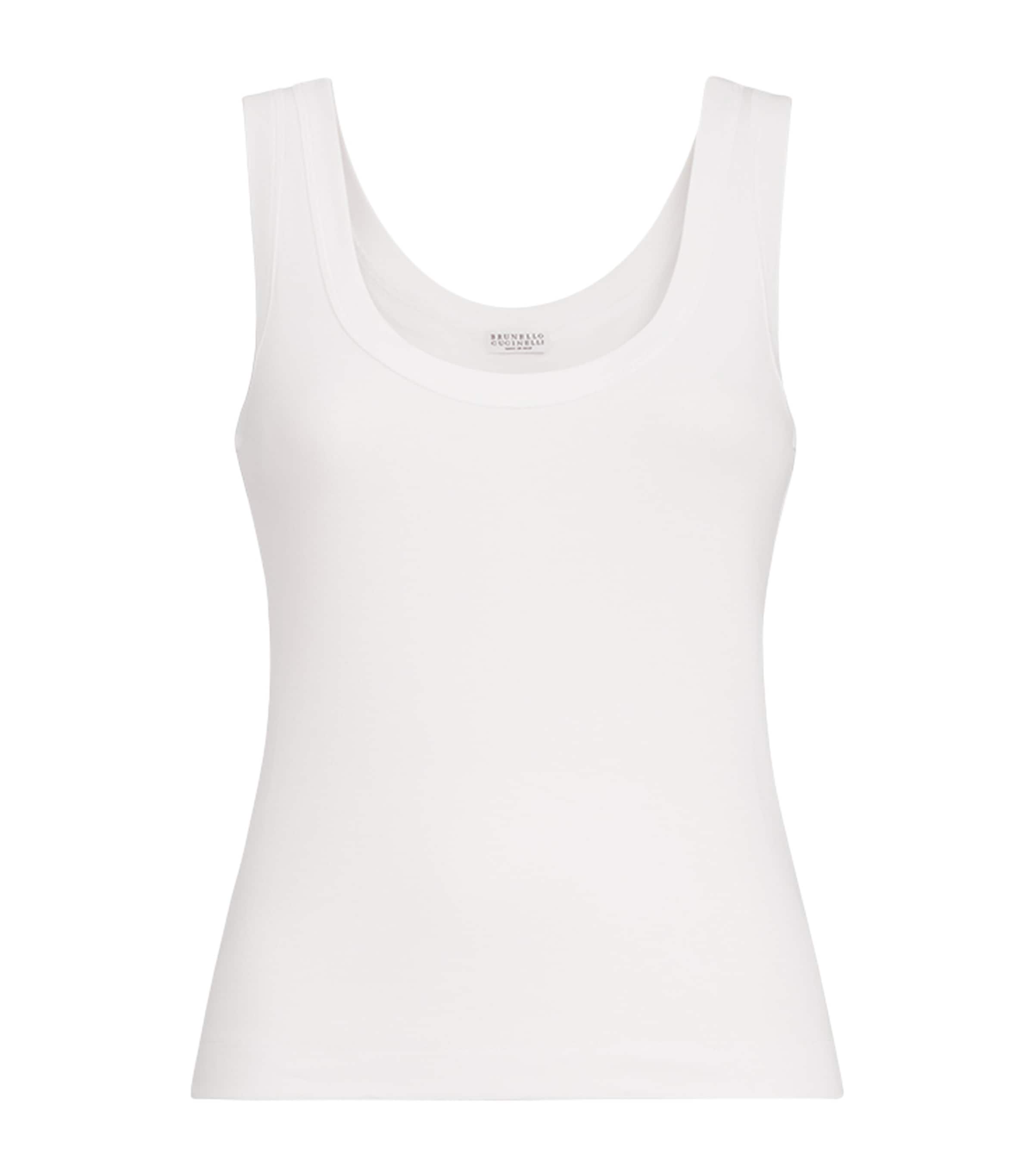 Brunello Cucinelli Womens Stretch-Cotton Ribbed Tank Top Image 1