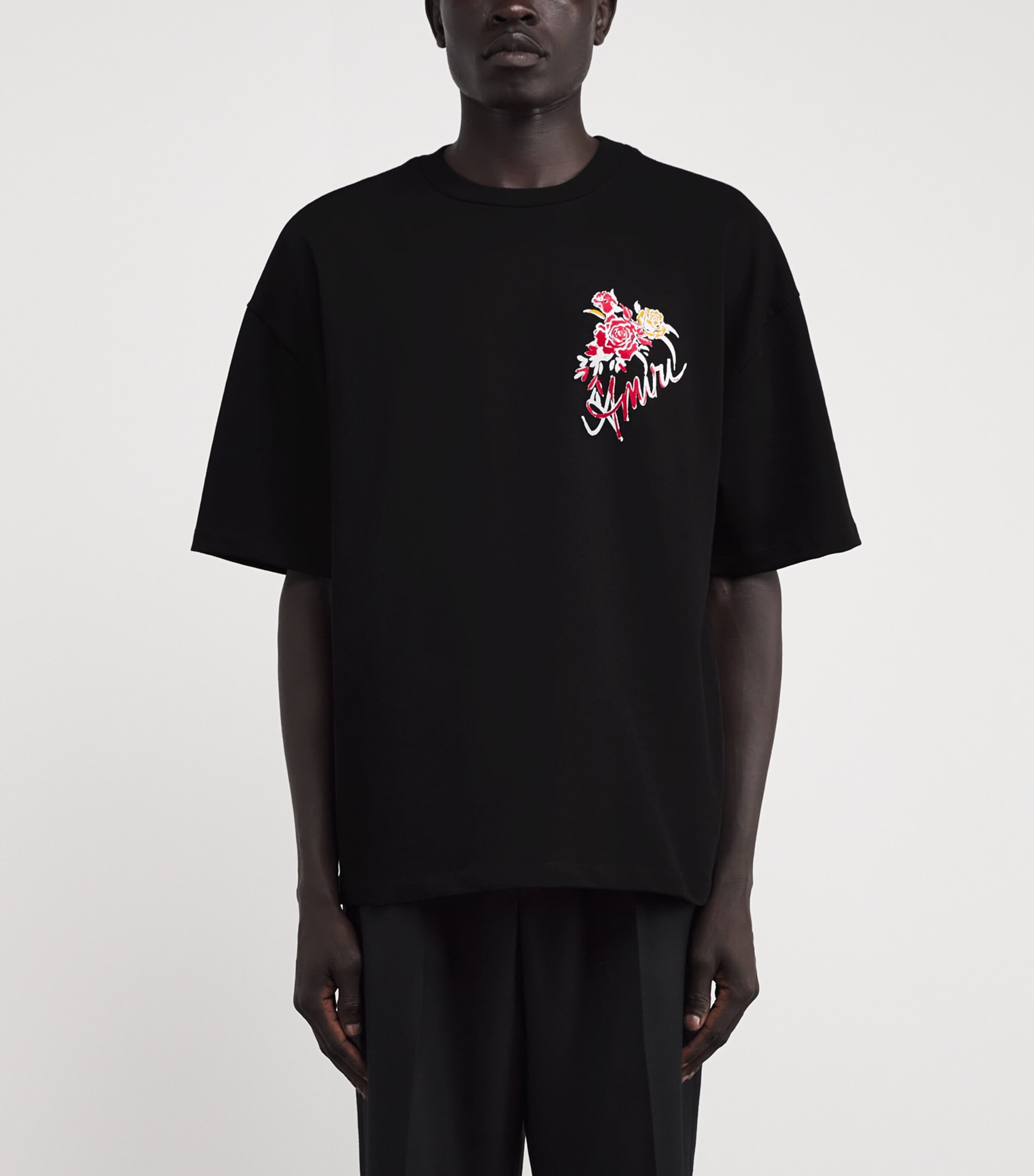 Cotton Roses Print T-Shirt BLACK Image 3