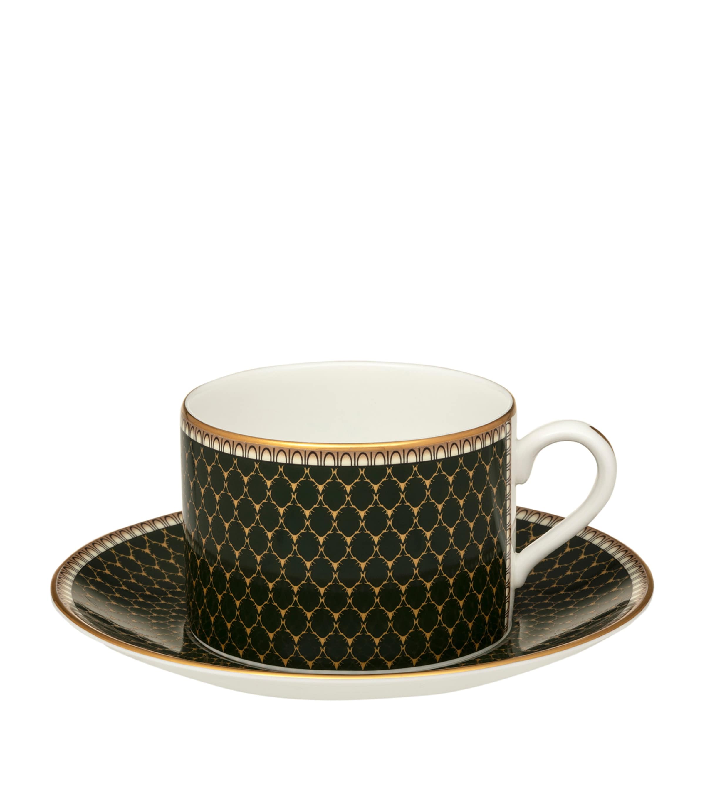 Halcyon Days Antler Trellis Teacup and Saucer Green Image 1