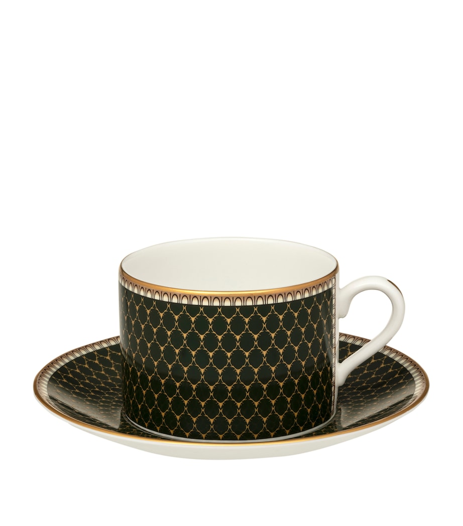 Halcyon Days Antler Trellis Teacup and Saucer Green Image 1