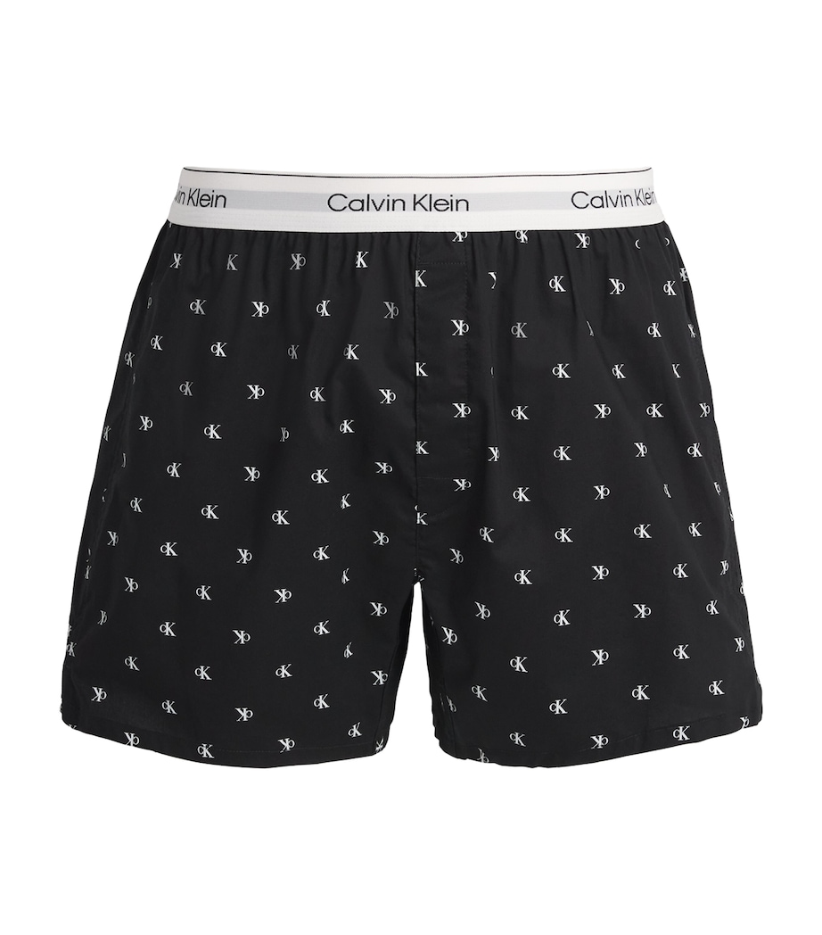 Calvin Klein Mens Cotton Poplin Logo Pyjama Shorts Diamond Logo Bl Image 1