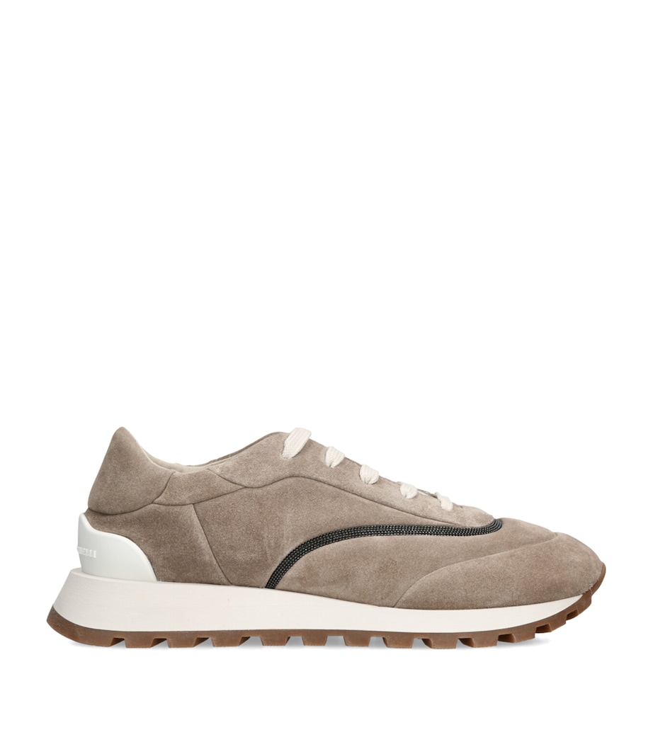 Brunello Cucinelli Suede Running Sneakers Bone Image 1