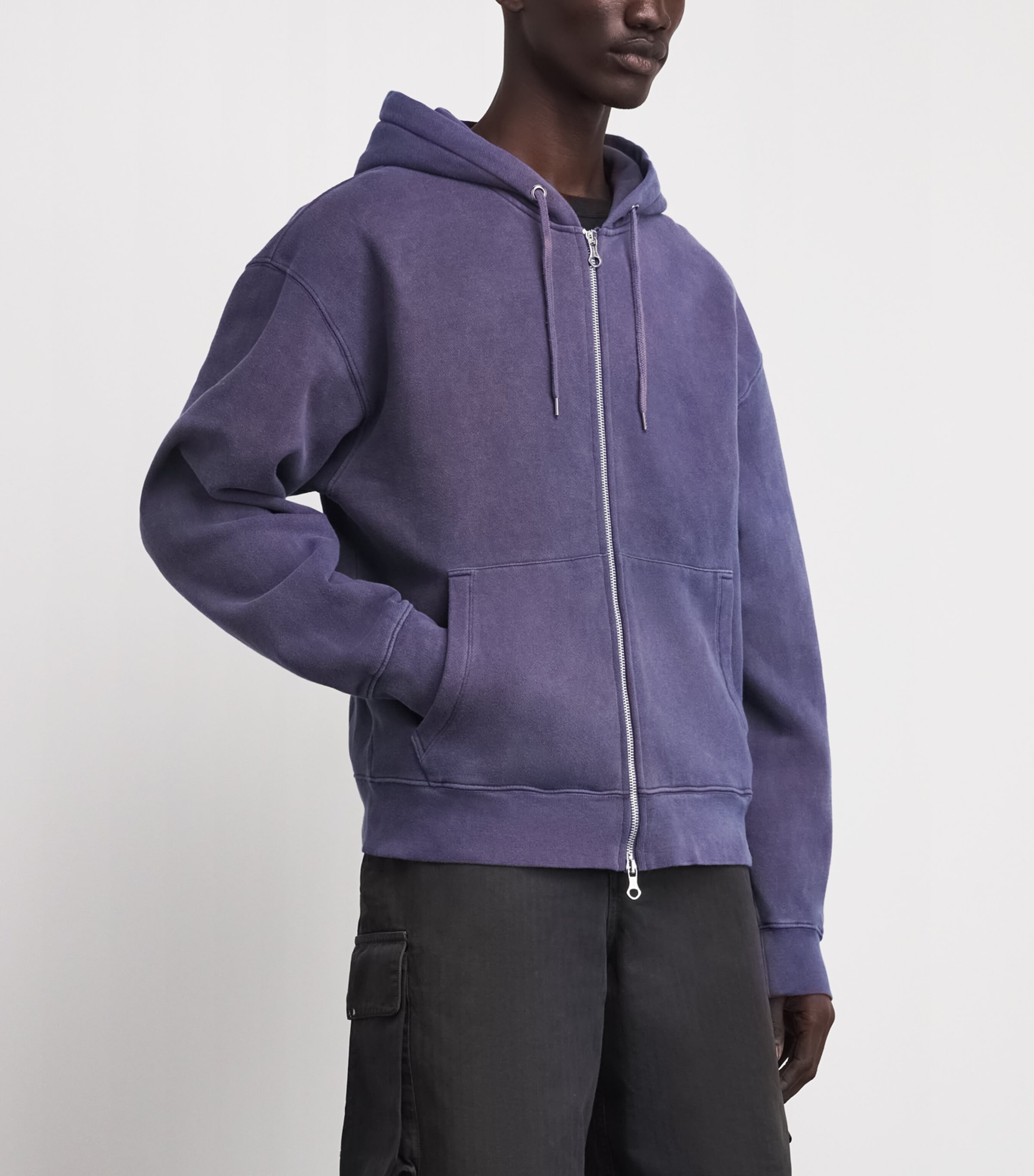 Our Legacy Mens Organic Cotton Rascal Zip-Up Hoodie Antique Amethyst Image 3