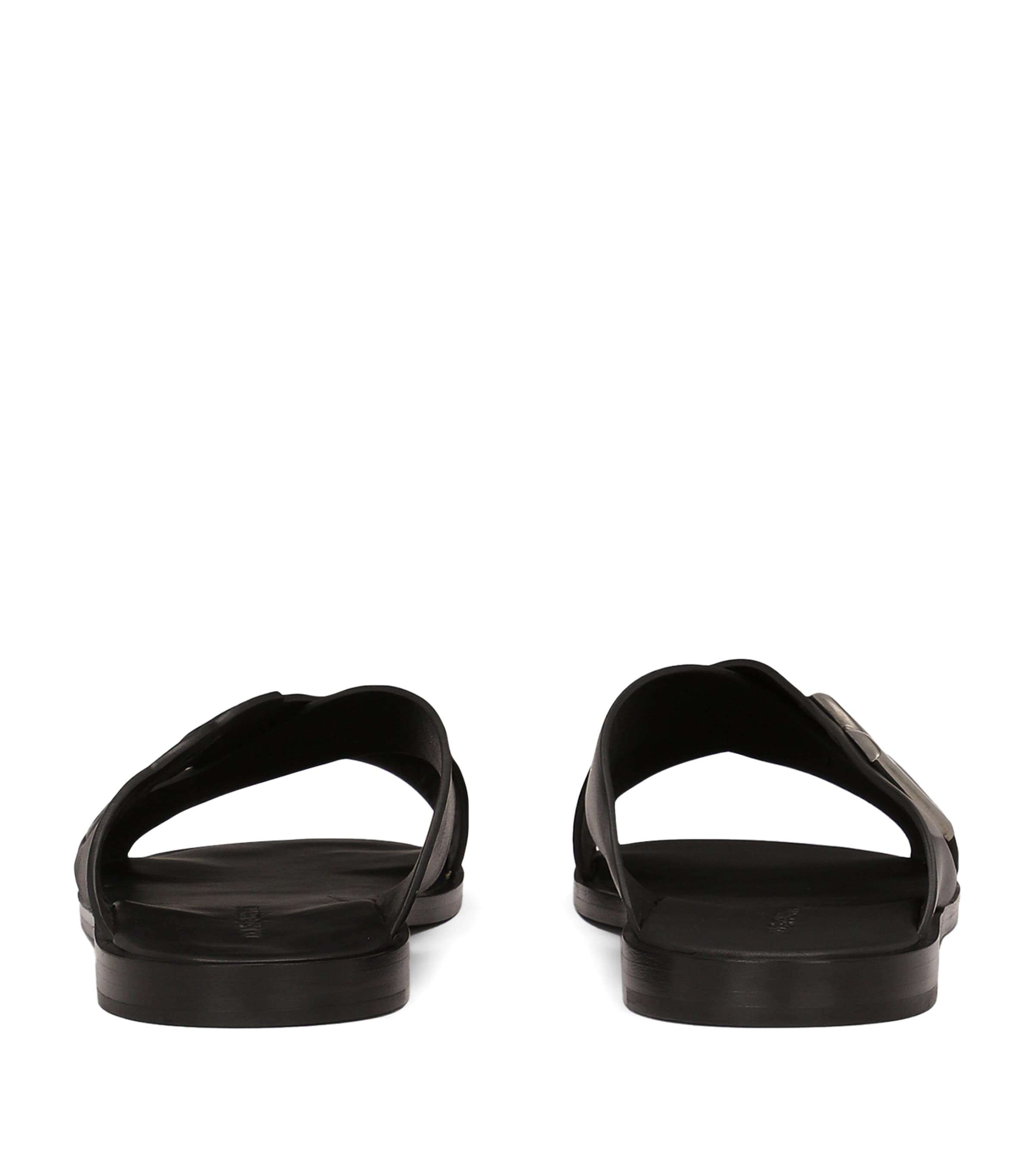 Dolce&Gabbana Leather Logo Cross-Strap Sandals Black Image 6