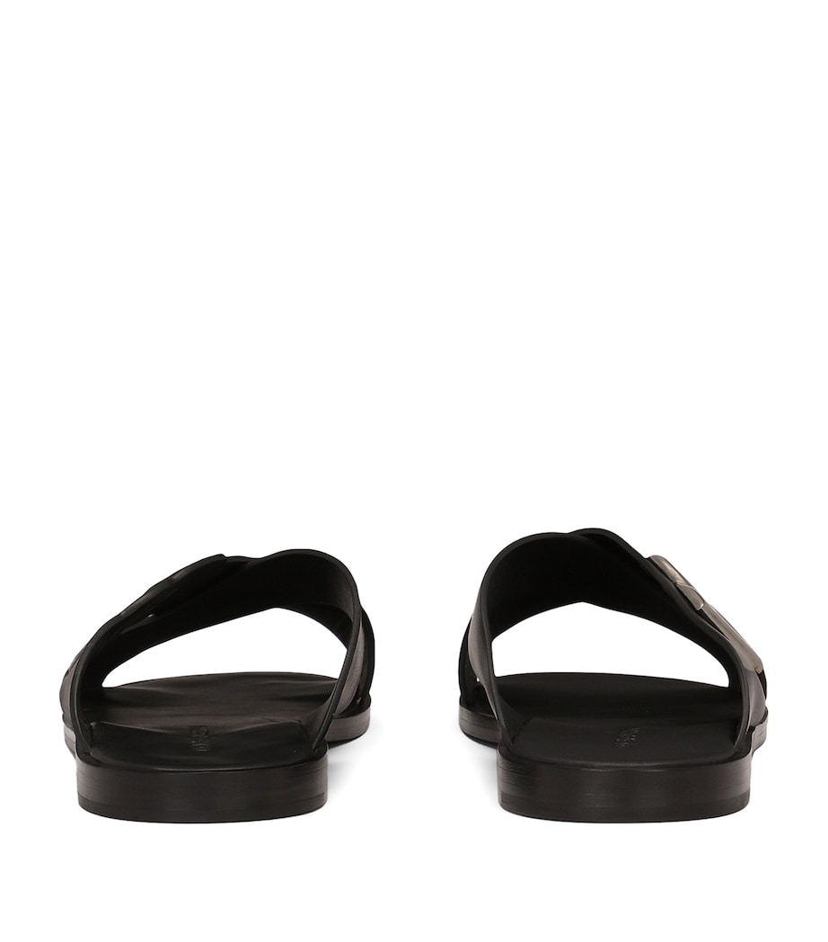 Leather Logo Cross-Strap Sandals 80999-BLACK Image 6