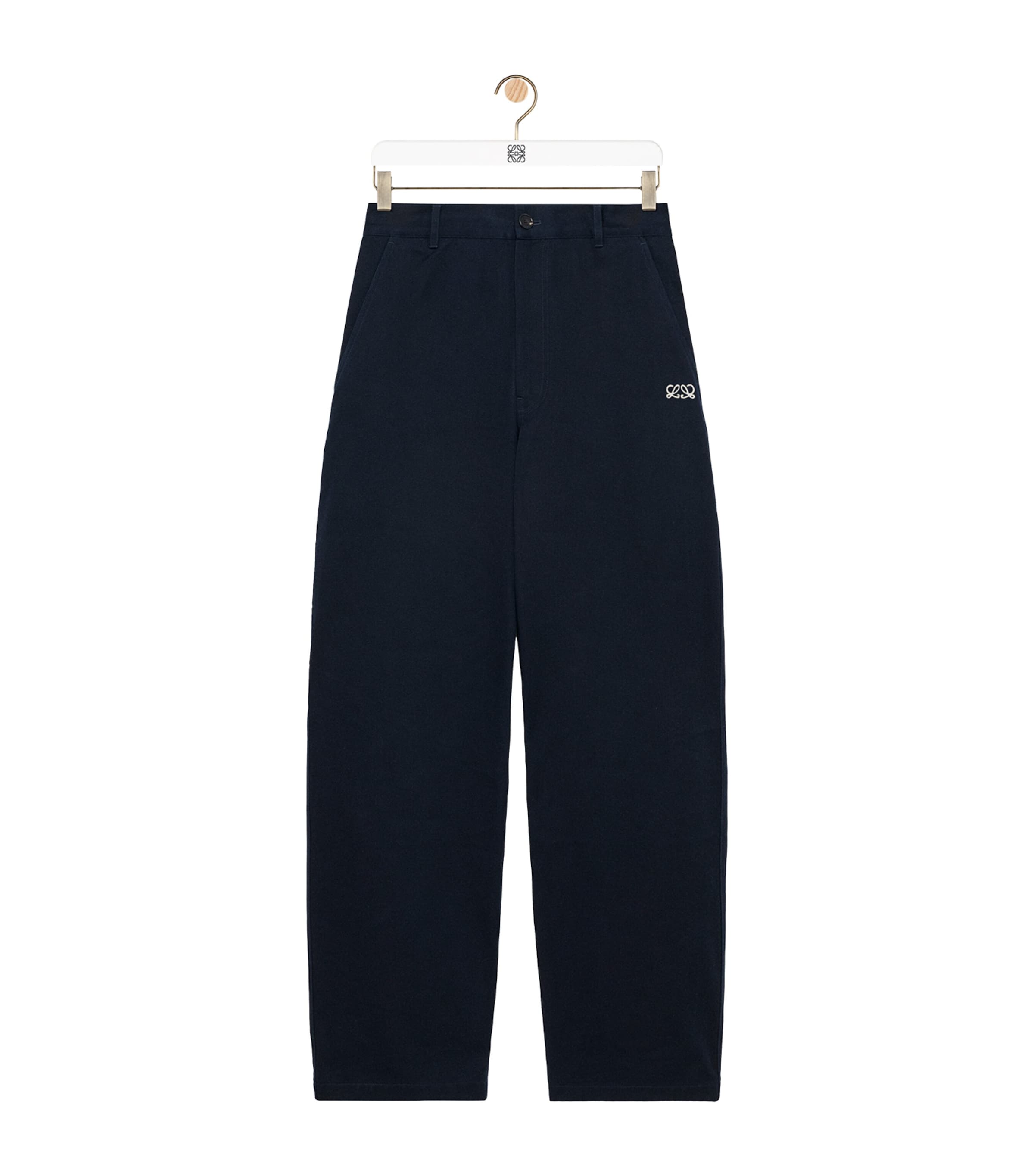 LOEWE Mens Twill Straight-Leg Trousers Blue/navy Image 1