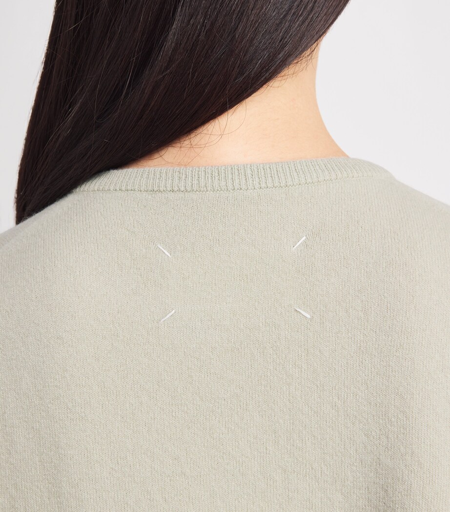 Maison Margiela Womens Virgin Wool Cardigan Pale Green Image 6