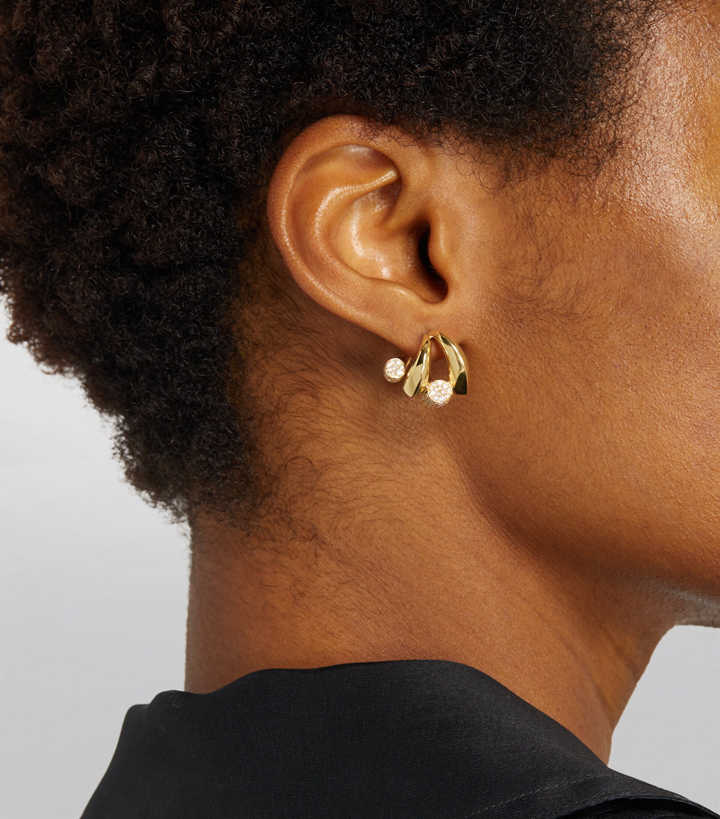 Tabayer Yellow Gold and Pavé Diamond Oera Edition 3 Triple Hoop Earrings Yellow Gold Image 5