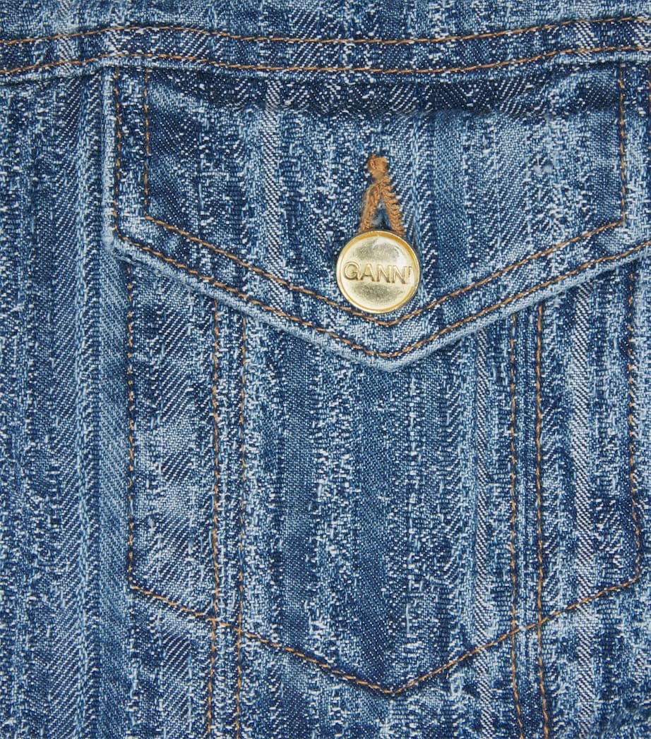 Denim Open-Back Mini Dress 566 MID BLUE STONE Image 5