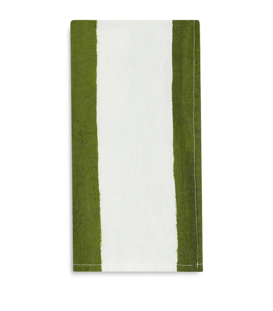 Summerill & Bishop Linen Stripe Napkin (50cm x 50cm) Green Image 2
