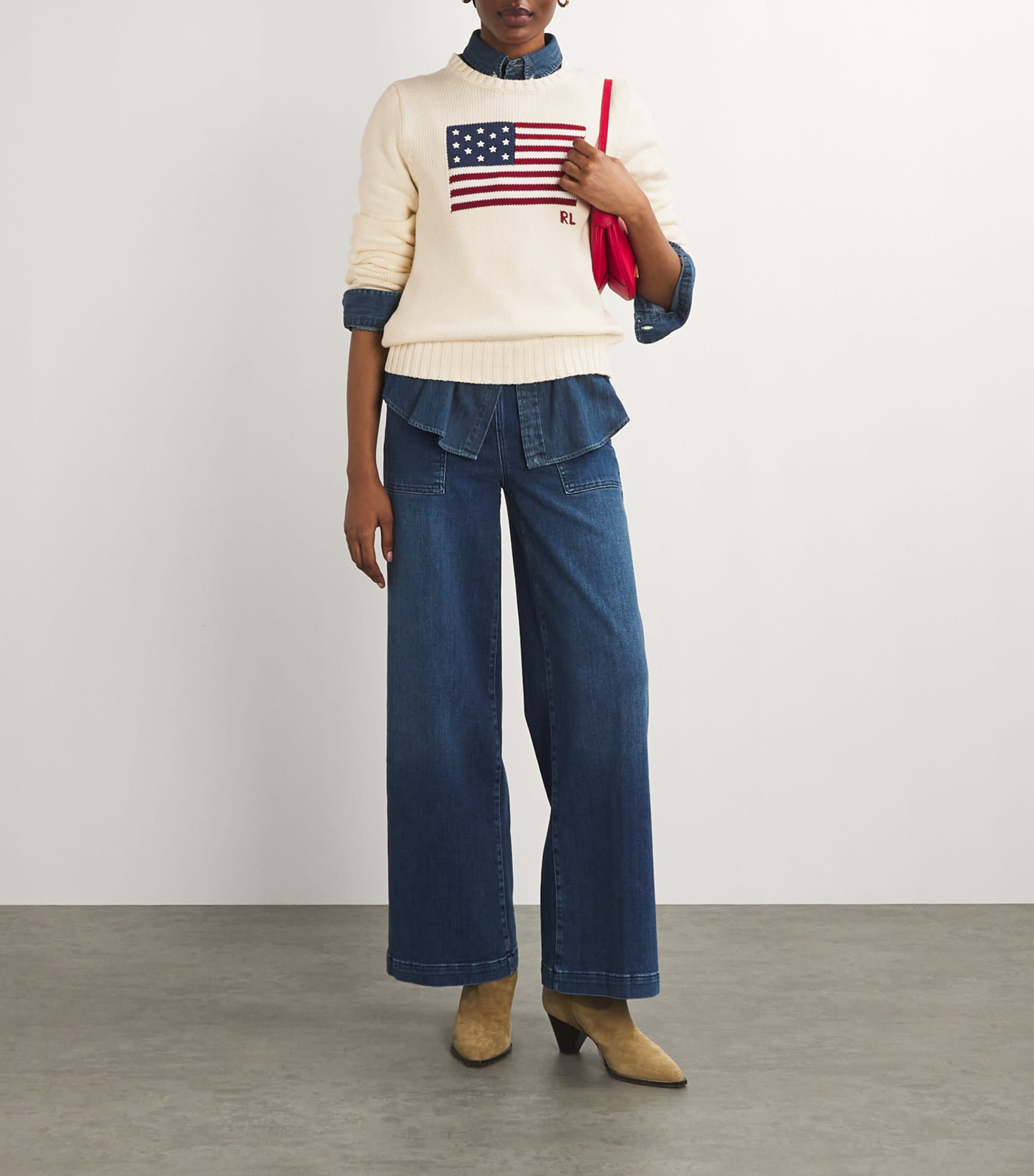 Cotton American Flag Sweater PCH CRM Image 2