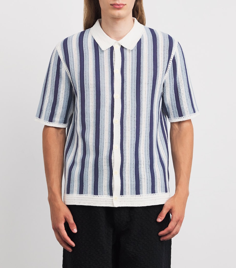 Crochet Stripe Shirt BLUE / ECRU Image 3