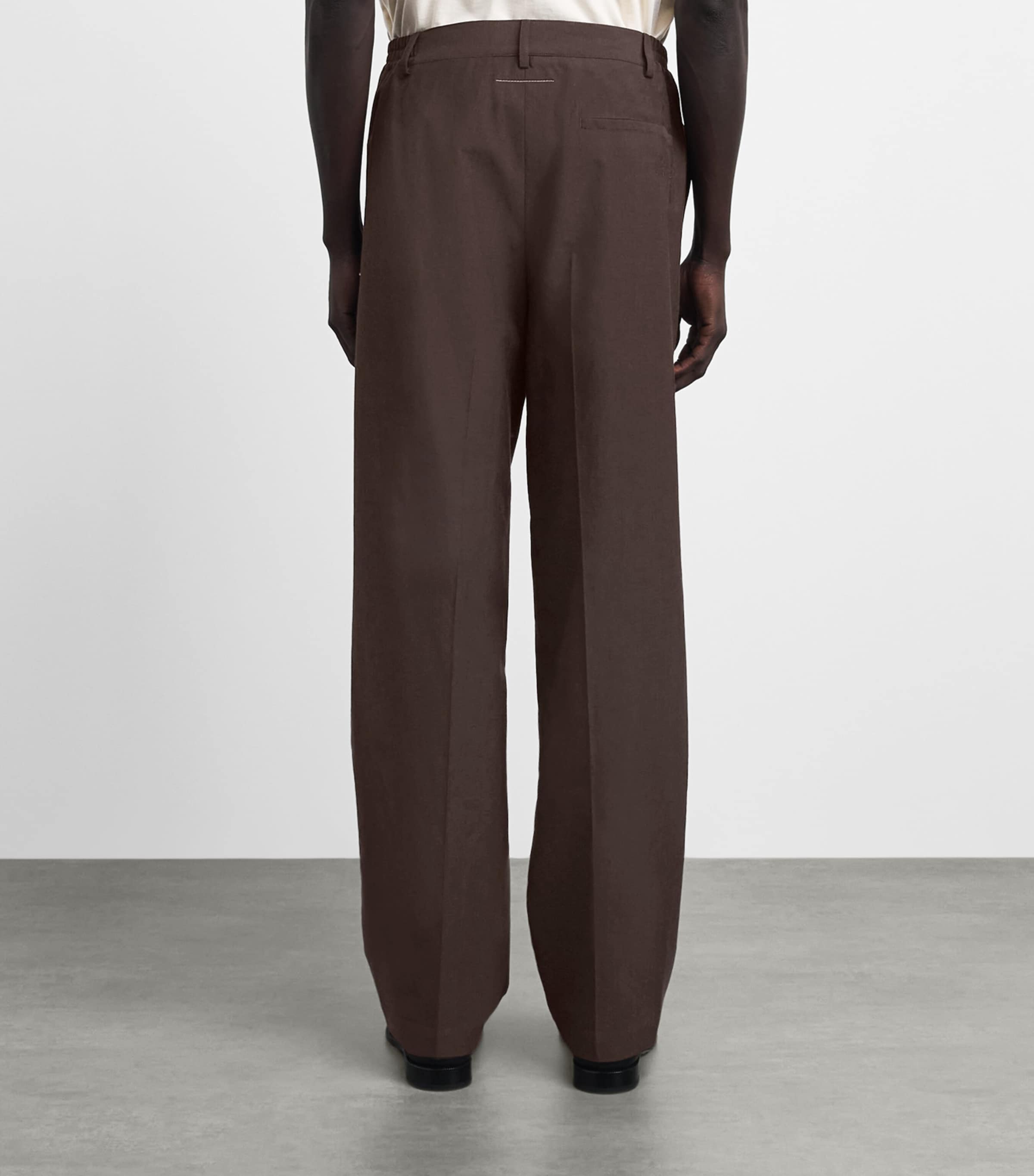 MM6 Maison Margiela Mens Virgin Wool-Cotton Pleated Trousers Brown Image 5