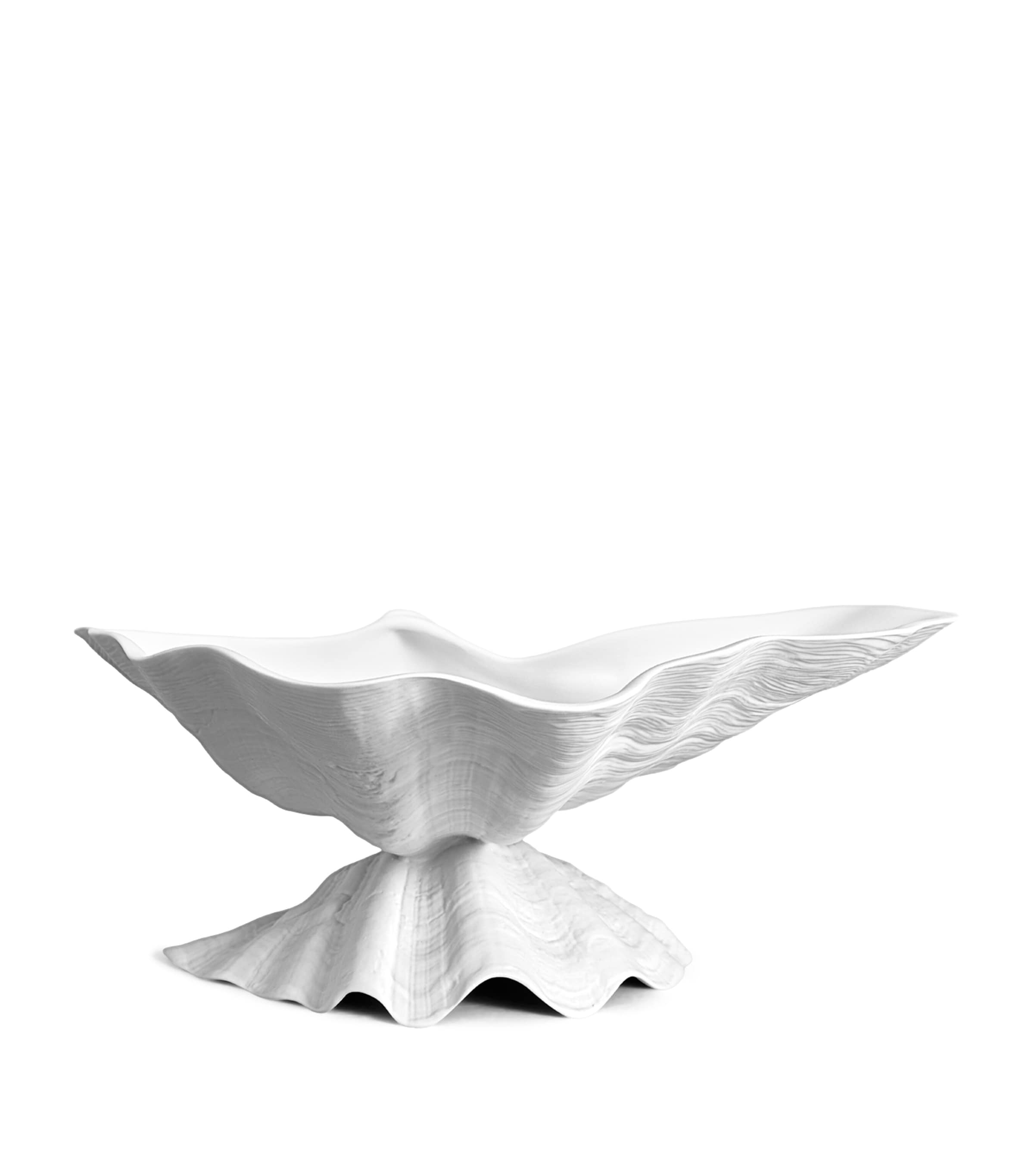 L'Objet Medium Porcelain Neptune Shell Bowl (27cm) White Image 3