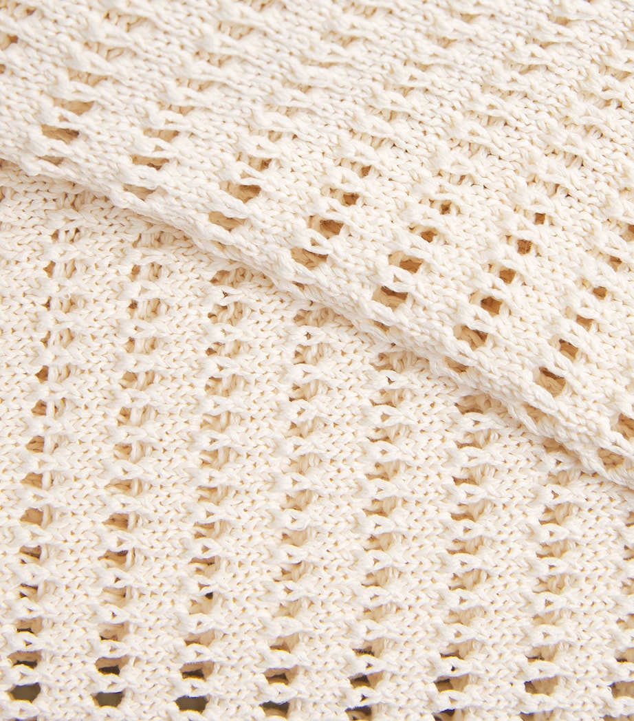 Crochet Floral Logo Polo Shirt CREAM Image 5