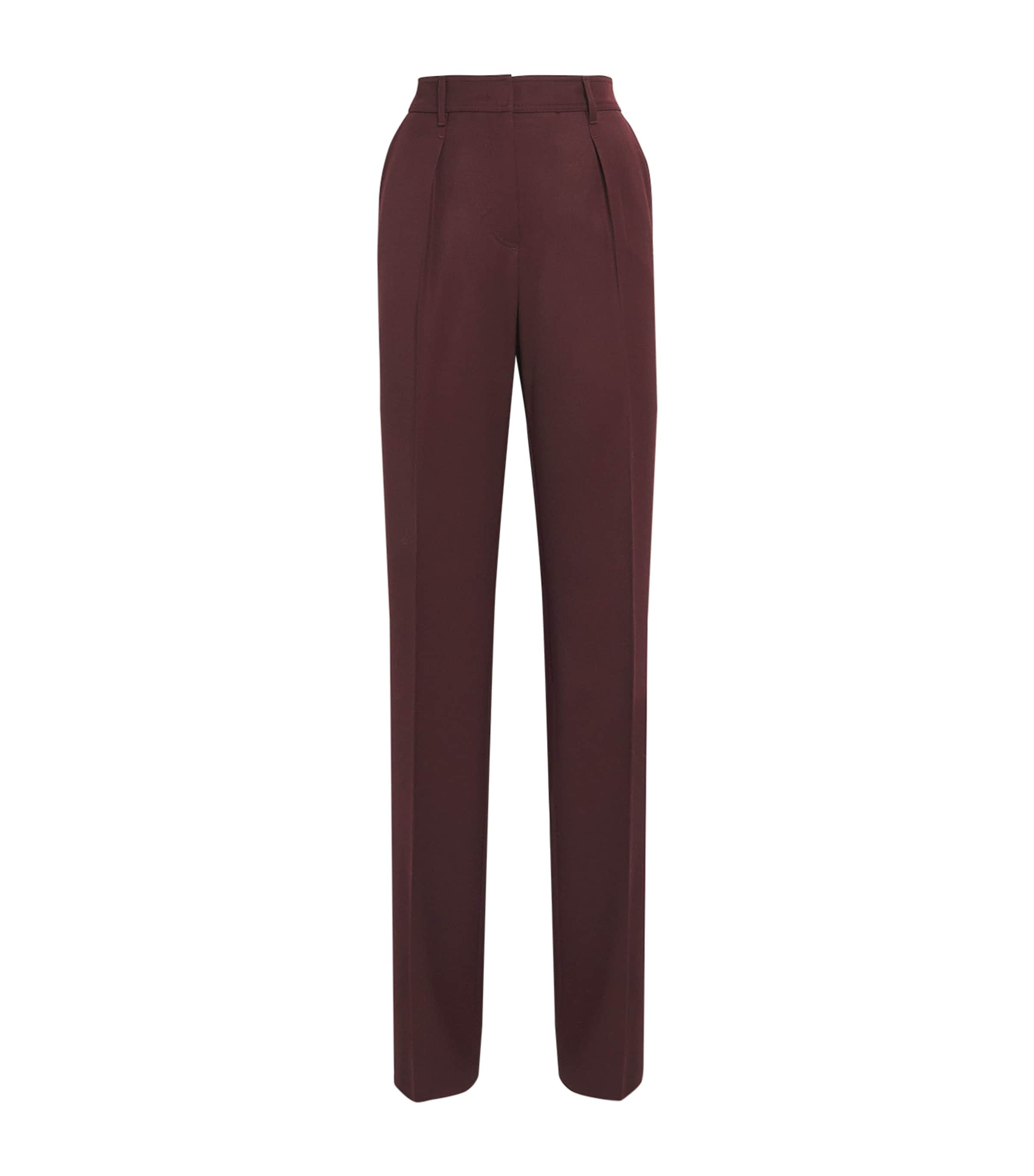 Virgin Wool Straight Trousers CHERRY Image 1