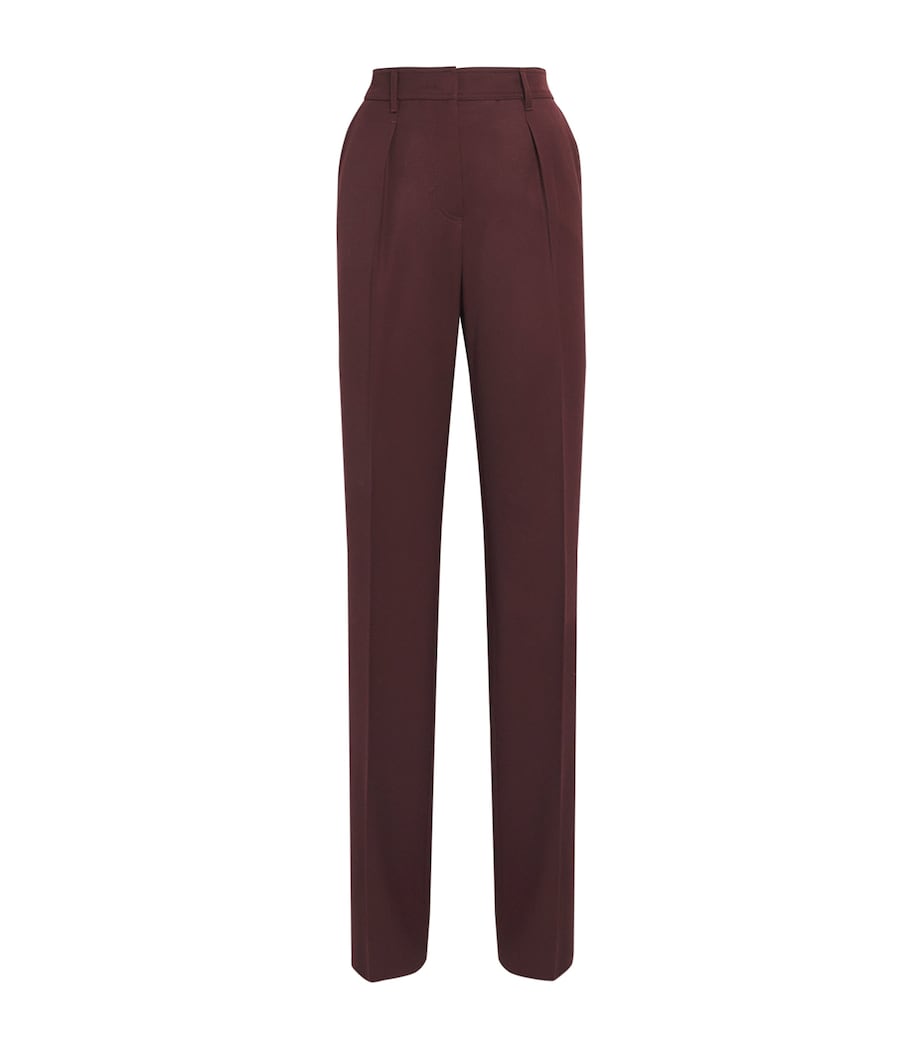 Virgin Wool Straight Trousers CHERRY Image 1