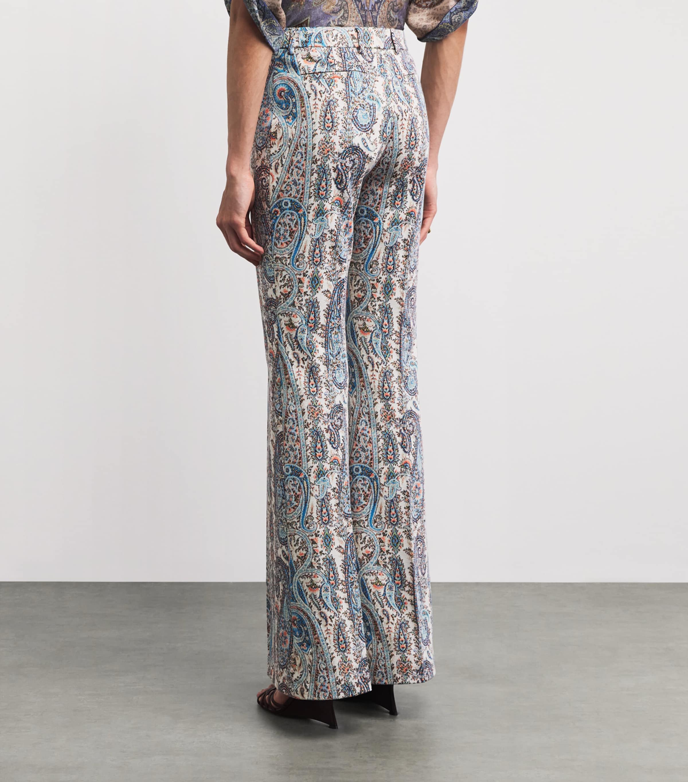 Etro Womens Knitted Paisley Flared Trousers Multi Blu Base Image 5