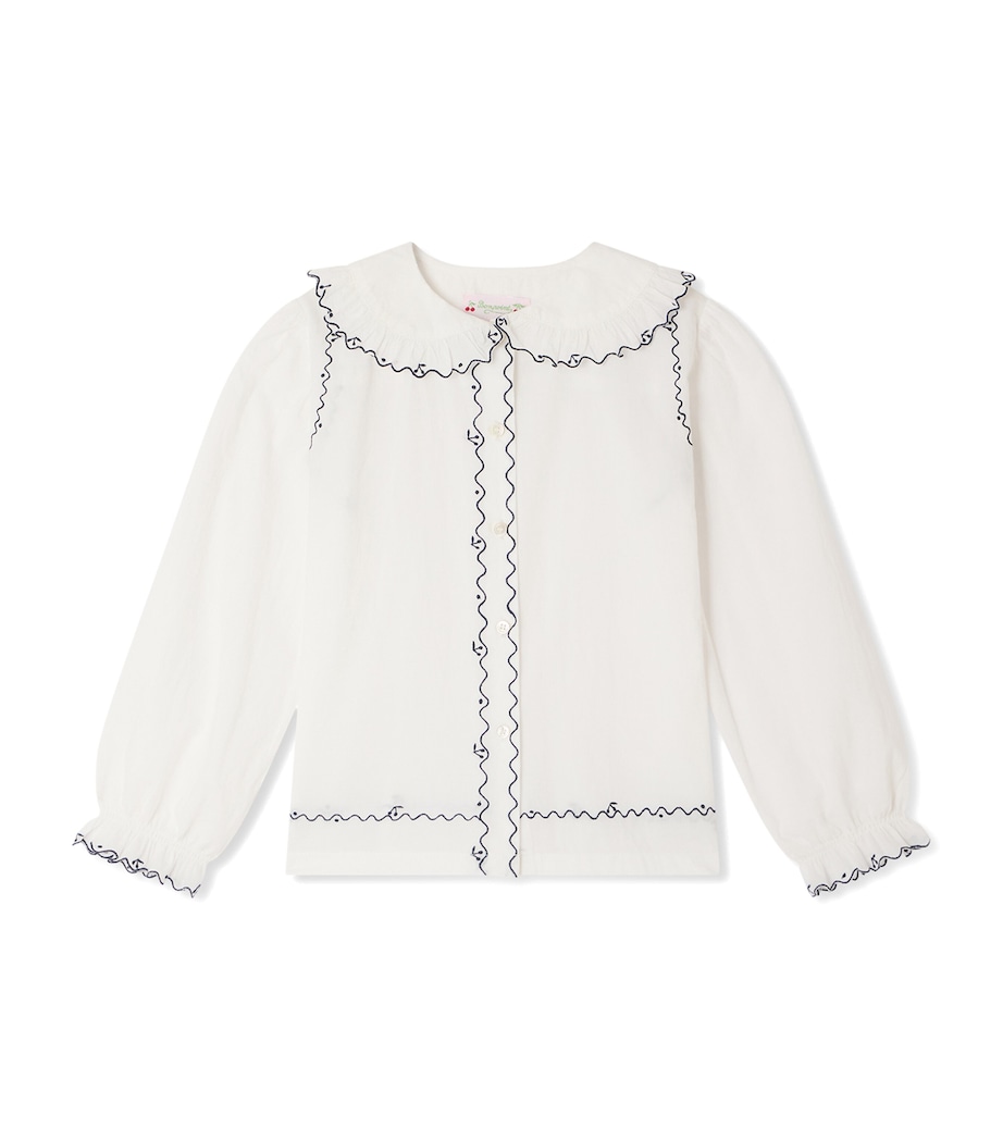 Bonpoint Cotton Embroidered Blouse (4-8 Years) Upb Blanc Lait Image 1