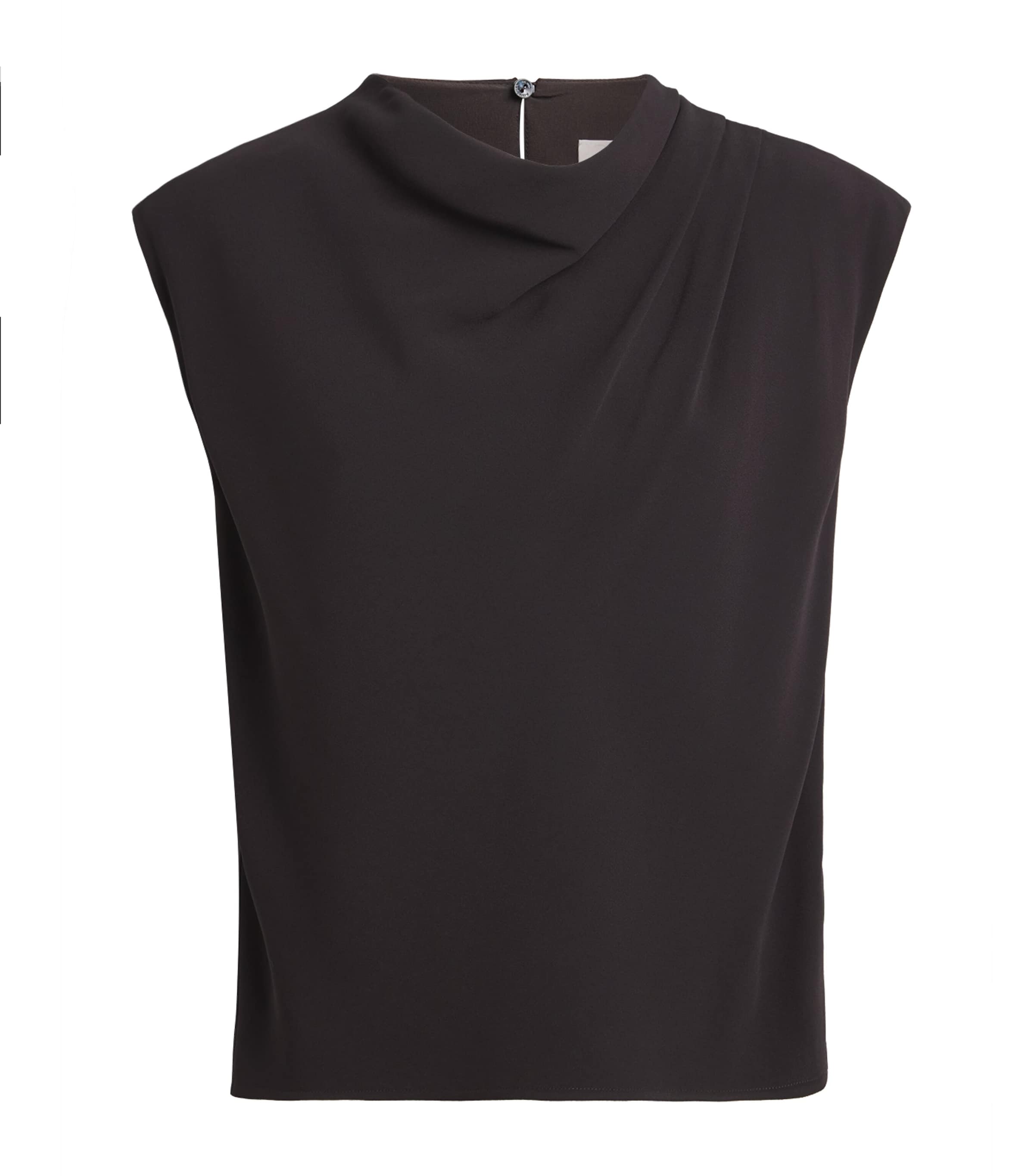 Agnona Womens Sleeveless Draped Blouse Dark Brown Ebony Image 1