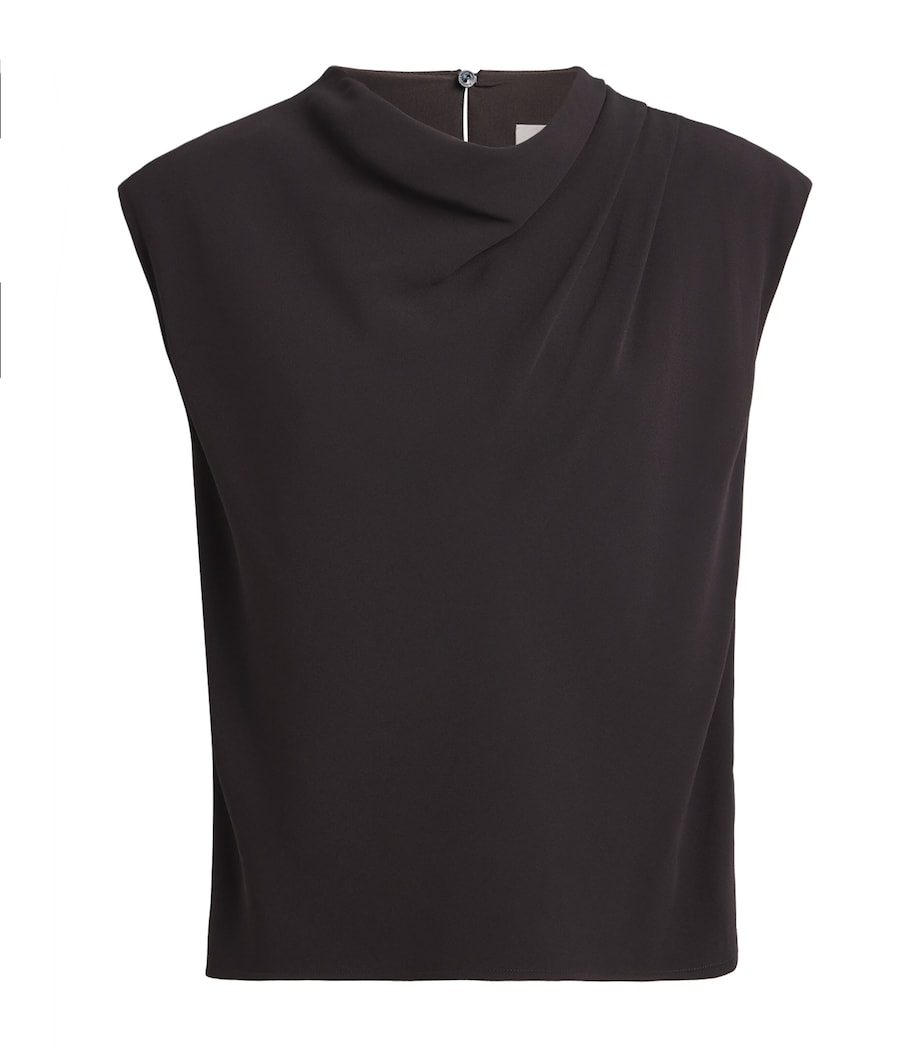 Agnona Womens Sleeveless Draped Blouse Dark Brown Ebony Image 1