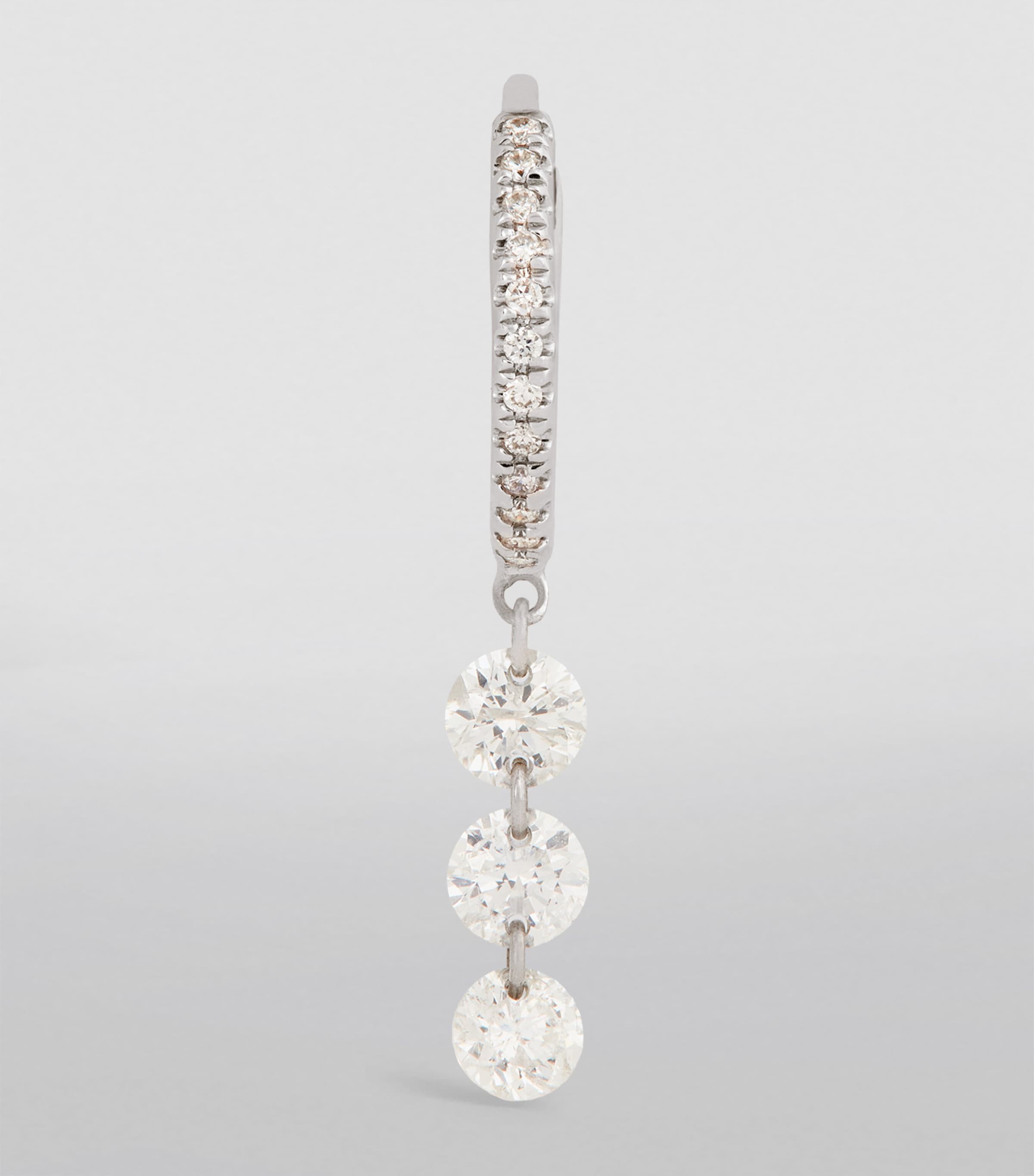 White Gold and Diamond Danaé Single Hoop Earring WHITE GOLD Image 2