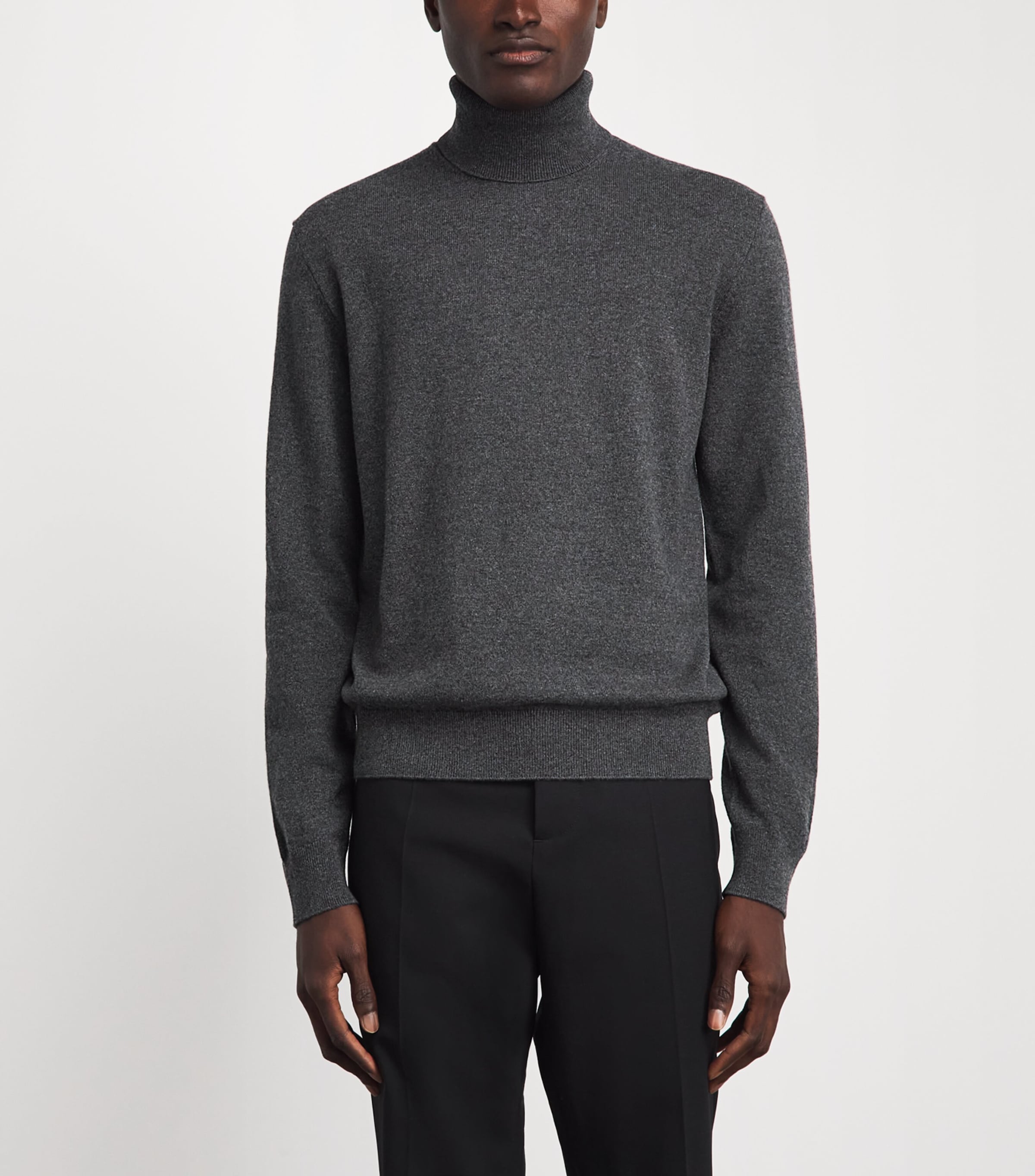 Ralph Lauren Purple Label Mens Cashmere Rollneck Sweater Dark Grey Melange Image 4