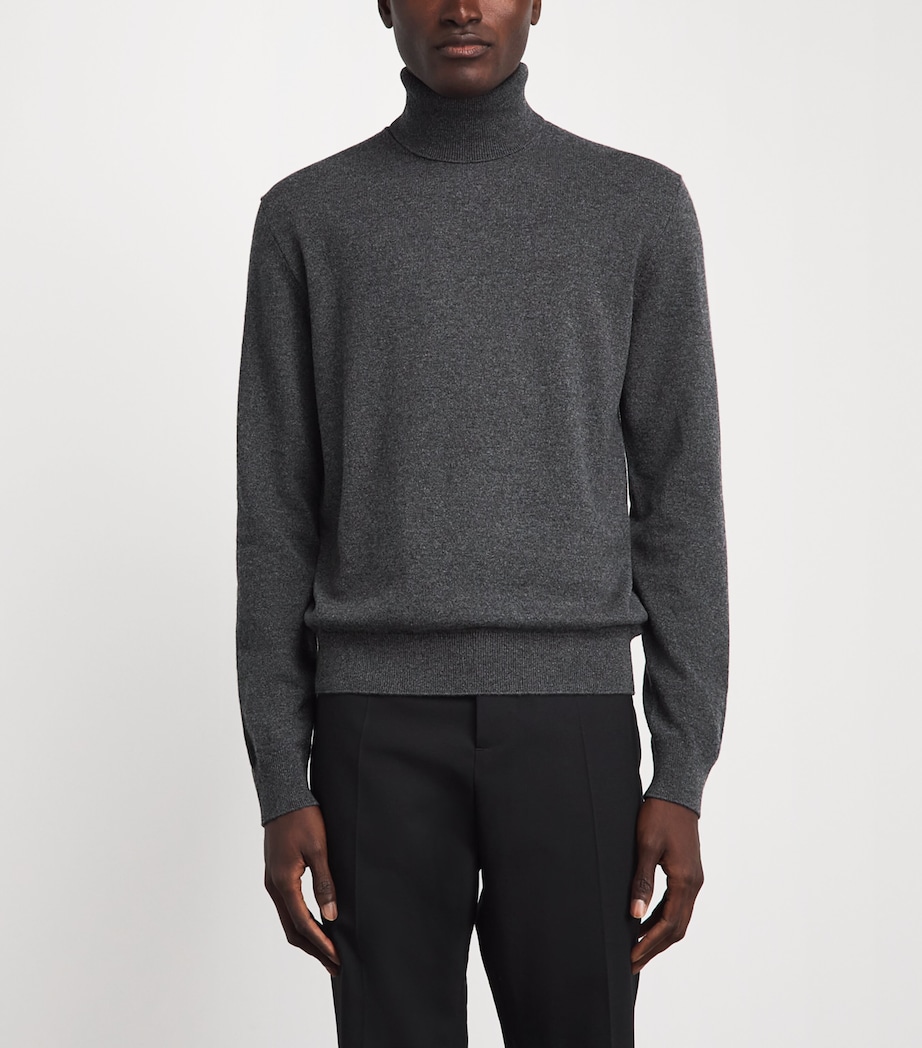 Ralph Lauren Purple Label Mens Cashmere Rollneck Sweater Dark Grey Melange Image 4