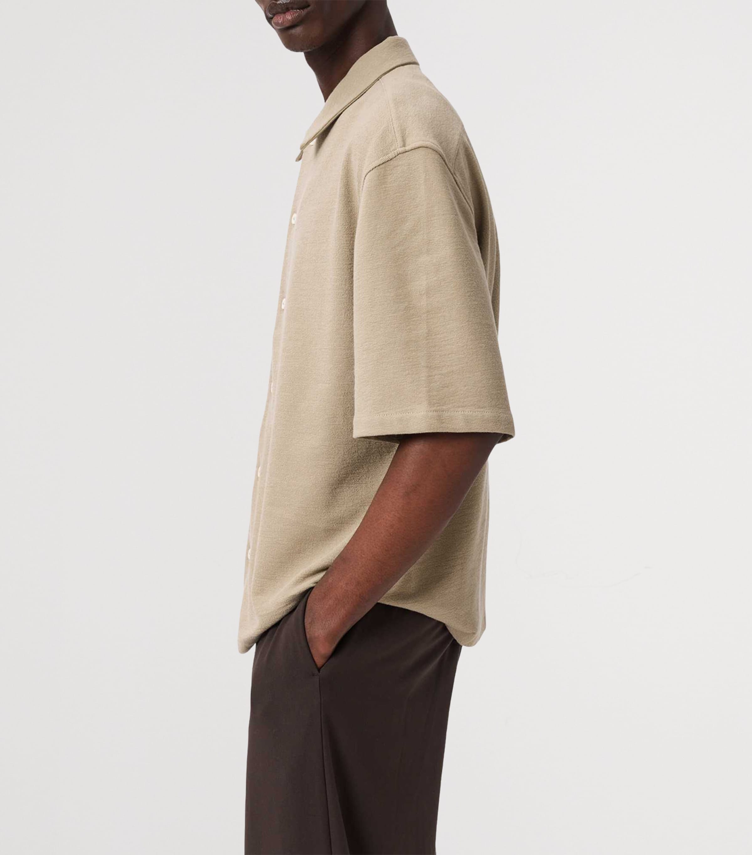 AllSaints Mens Organic Cotton Stalone Shirt Dune Brown Image 6