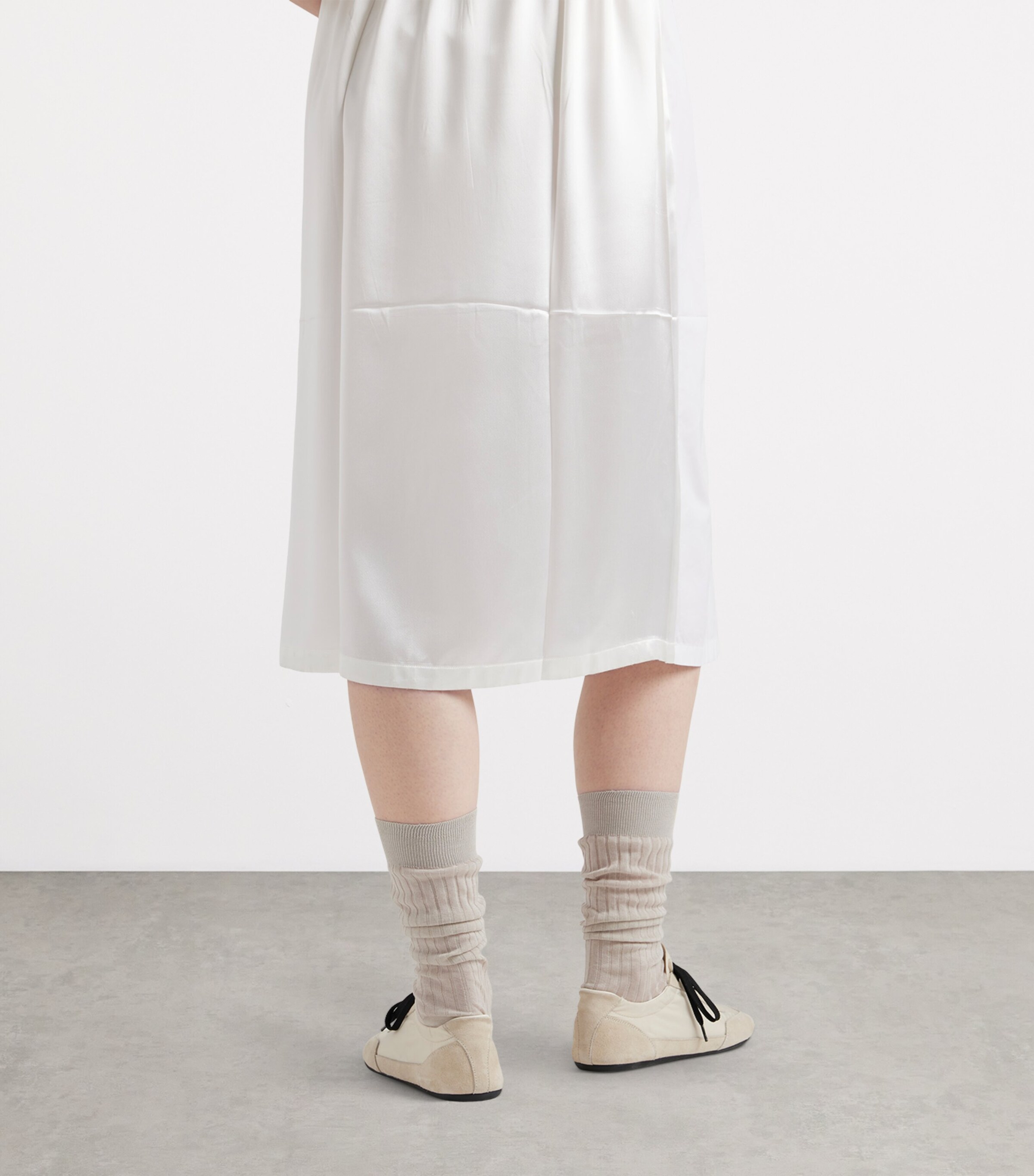 Poplin Satin-Detail Midii Dress F0009 Image 6