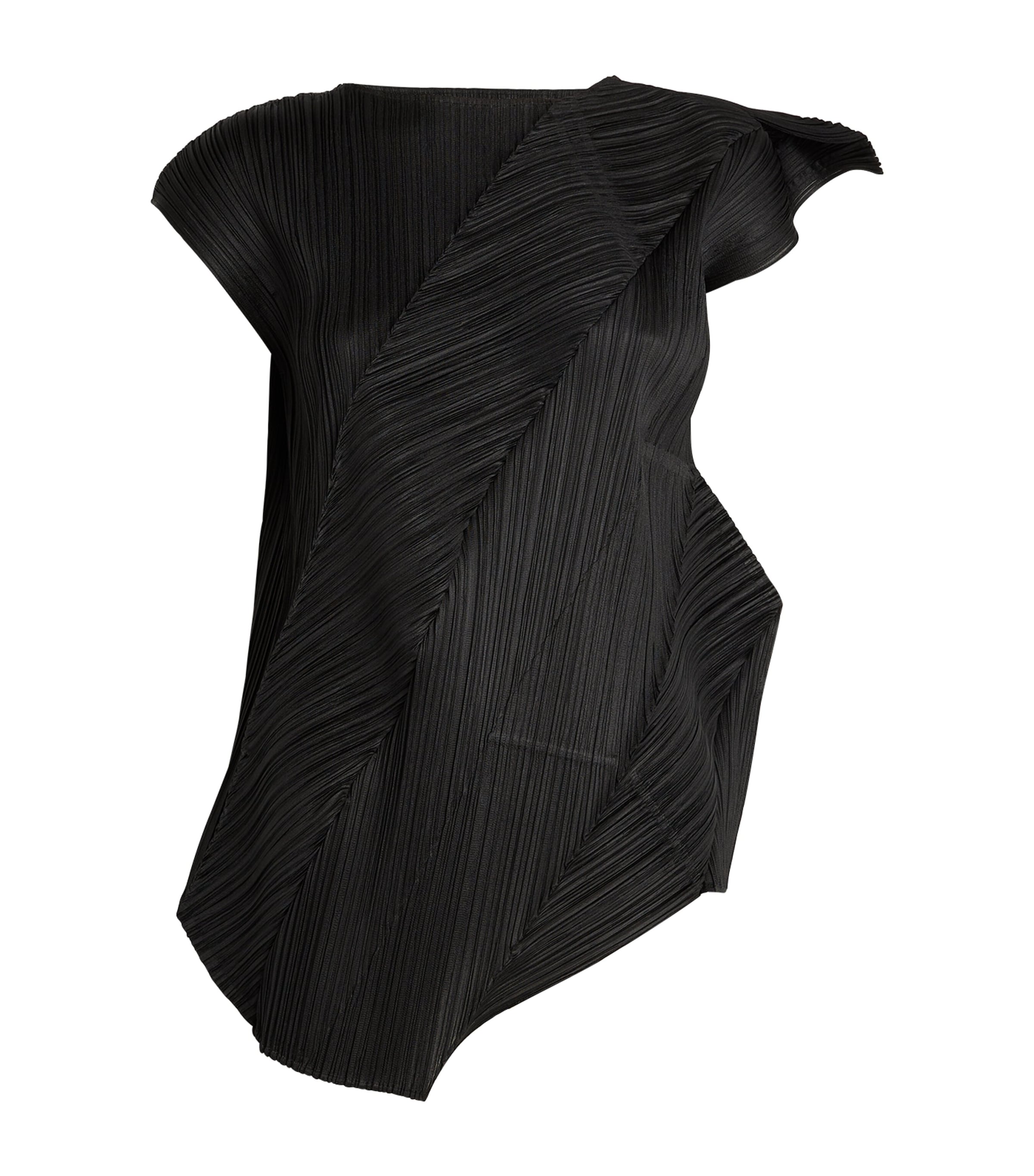 Issey Miyake Asymmetric Kombu Top In Black