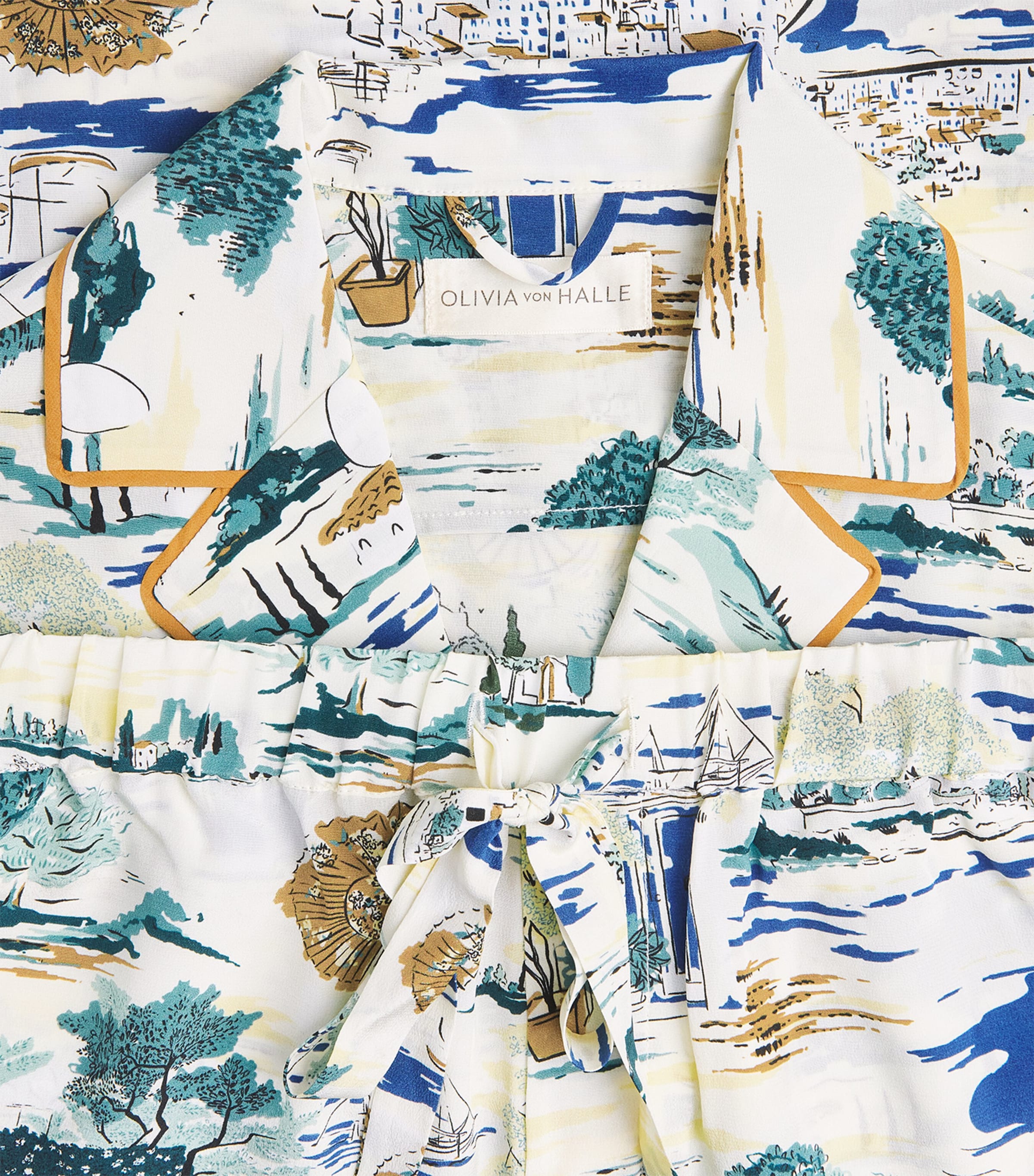 Olivia von Halle Womens Silk Ingo Landscapes Pyjama Set Cadaques Image 6