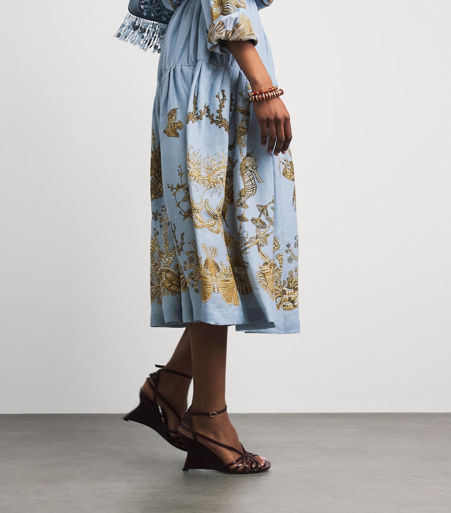 La Doublej Womens Linen Gala Tiered Midi Skirt Oceania Image 3