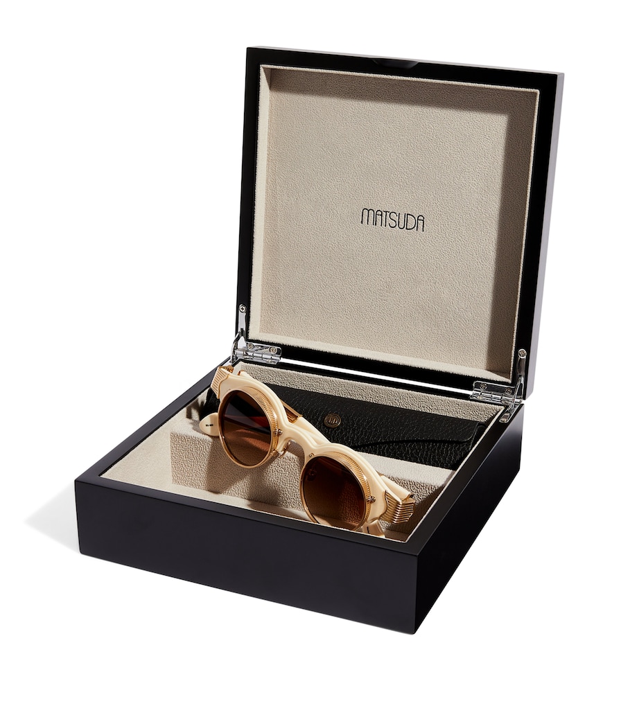 Round-Frame Sunglasses BRUSHD GOLD MILK WHT Image 4