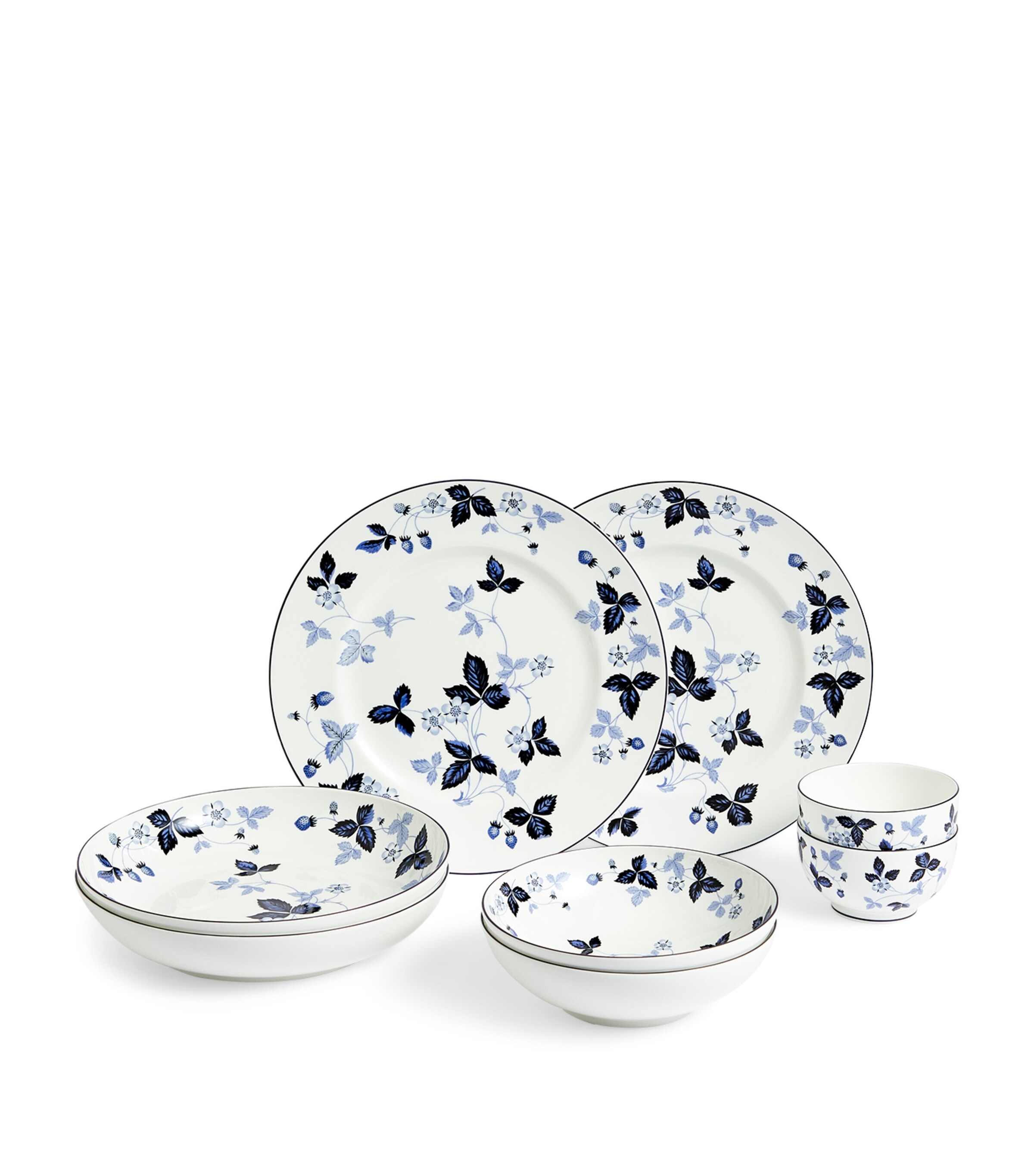 WEDGWOOD WILD STRAWBERRY INKY BLUE 8-PIECE DINNER SET