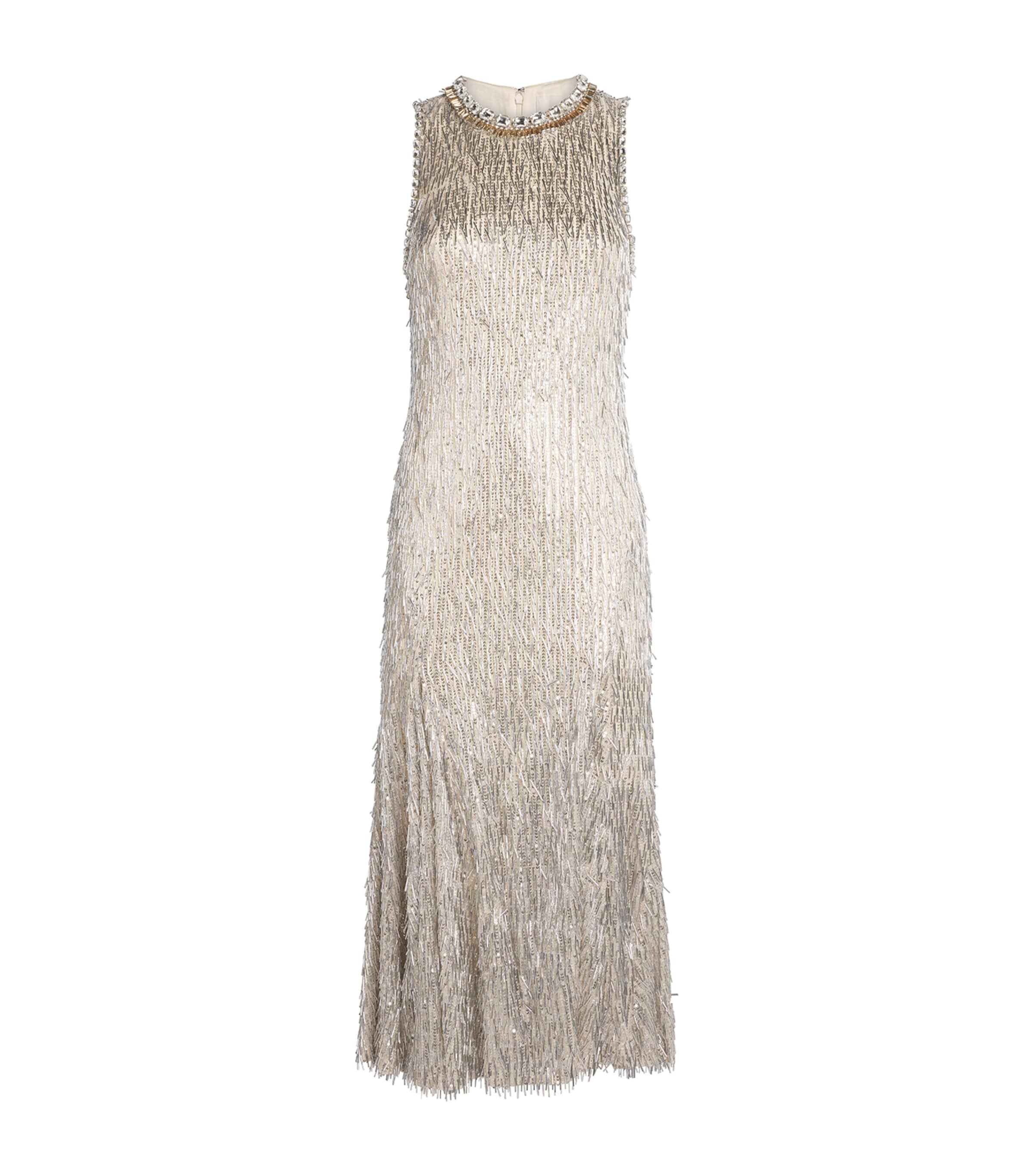 Cinq A Sept Womens Embellished Izara Midi Dress Silver Image 1