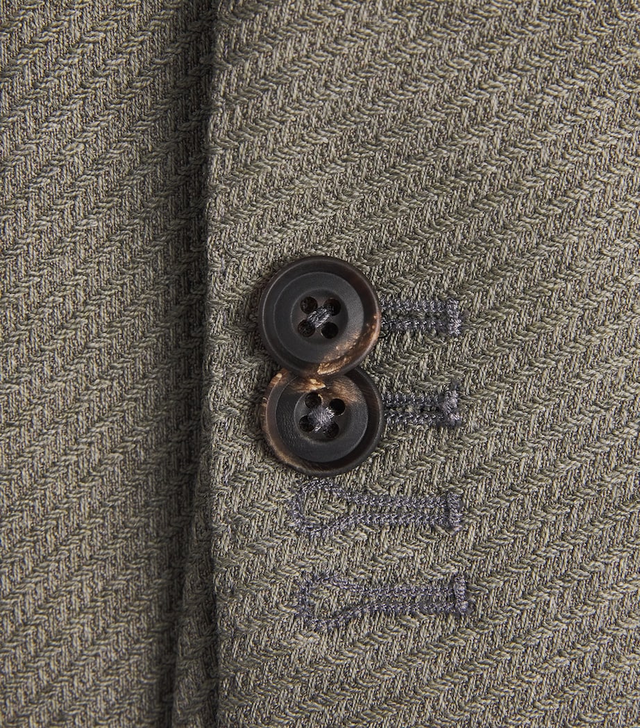 Corneliani Mens Virgin Wool Jacket Green Coloured Image 6