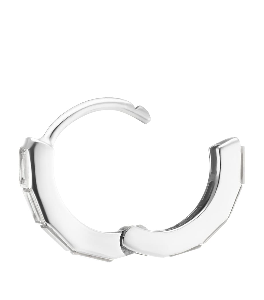 White Gold Invisible Set Baguette Diamond Eternity Hoop Earring (6.5mm) WHITE GOLD Image 2