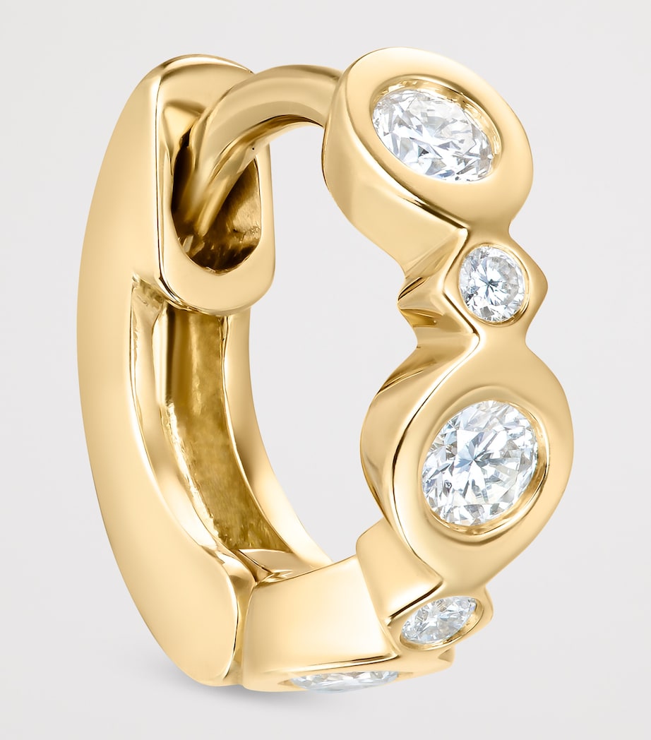 David Morris Yellow Gold and Diamond Triolette Oval Single Hoop Earring Clear Image 3