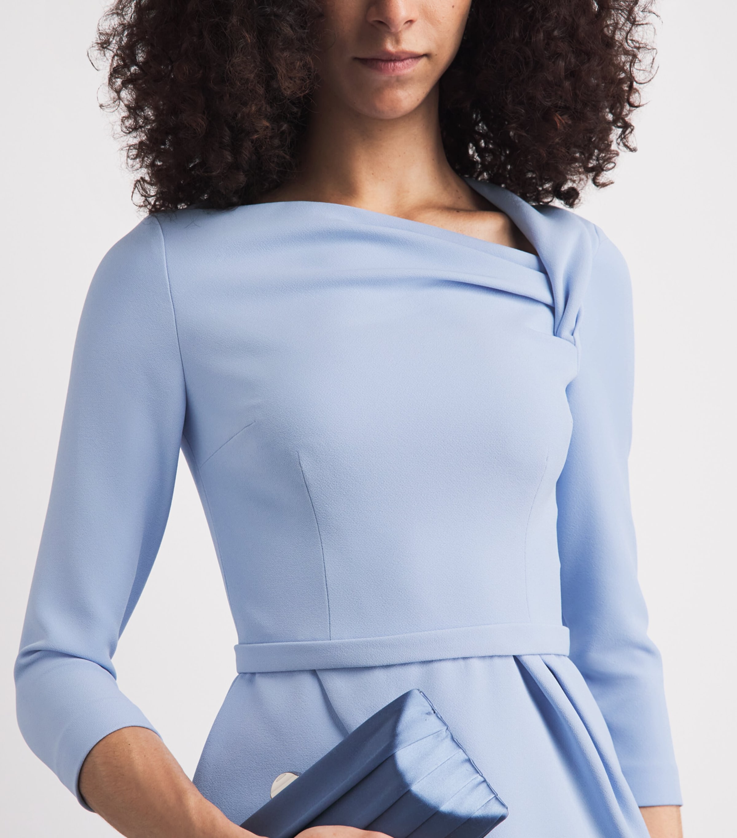 Safiyaa Womens Crepe Long-Sleeve Faye Blouse Soft Sky Image 3