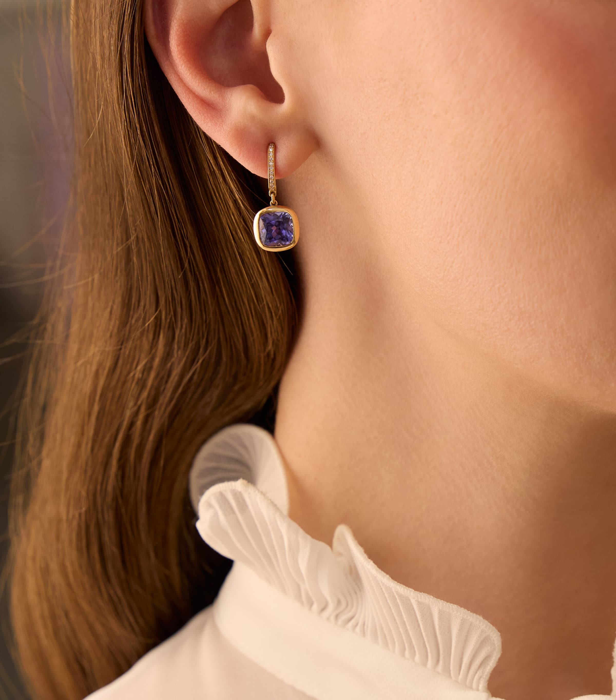 Boodles Yellow Gold, Diamond and Tanzanite Dolce Vita Earrings Yellow Gold Image 2