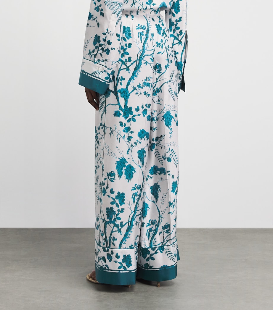 Erdem Womens Silk Printed Pyjama Trousers Wld Frn Btncl Drm Bl Image 5