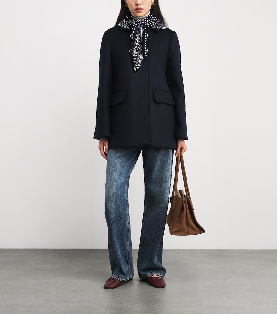 Wool-Cashmere Reversible Paisley Scarf NAVY POLKA DOT Image 3