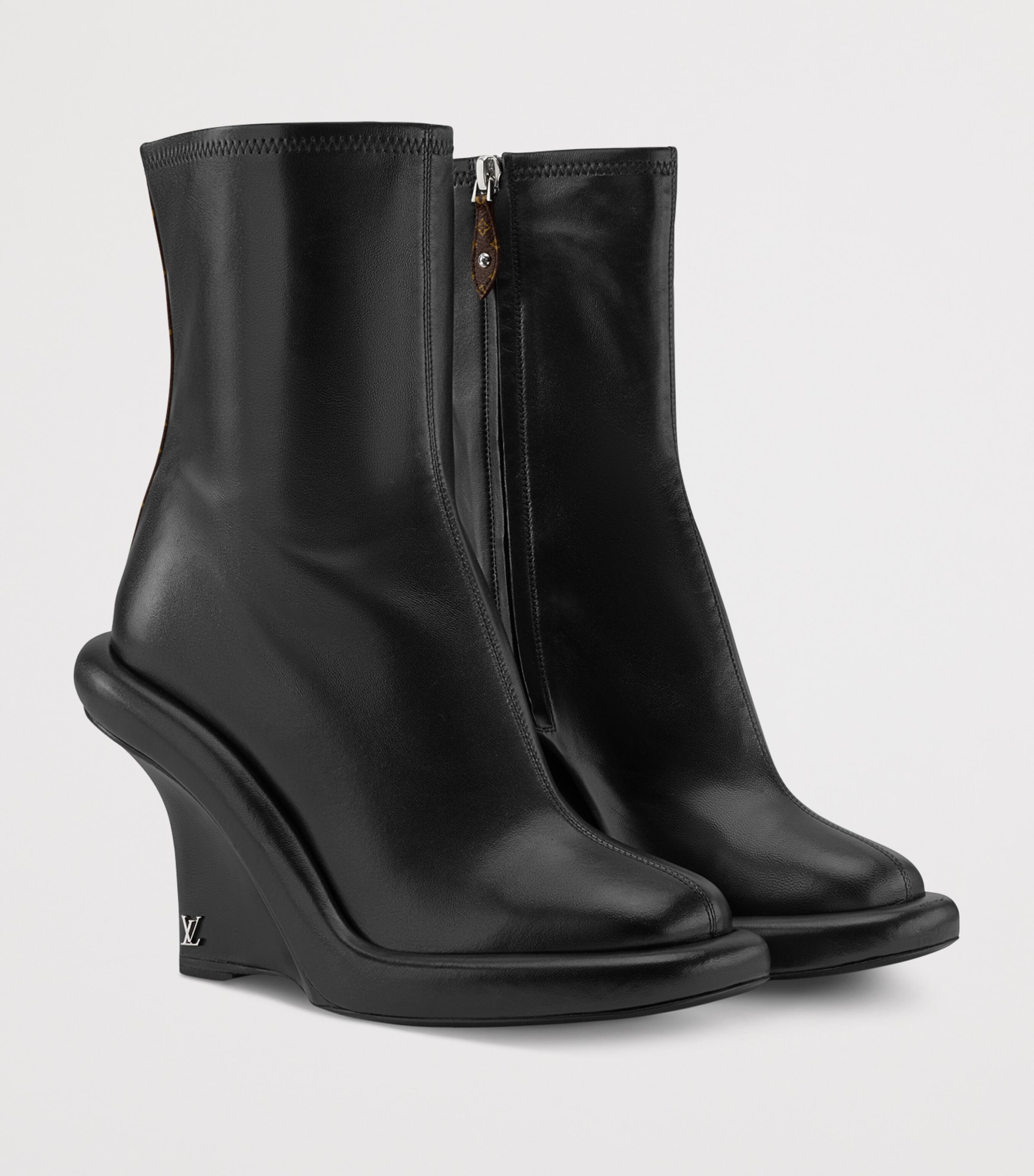 Lambskin Lounge Wedge Ankle Boots 90 BLACK Image 2