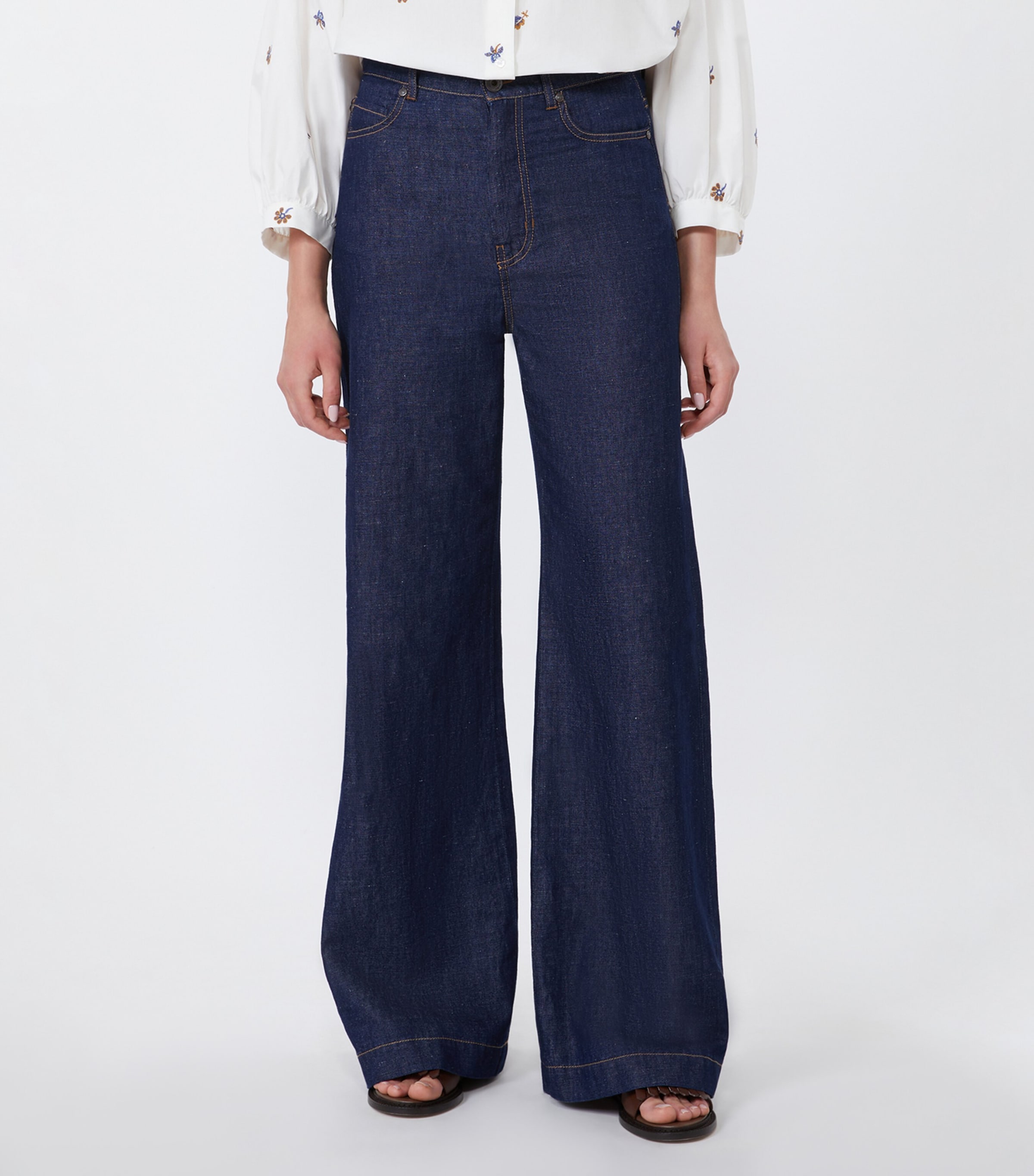 Weekend Max Mara Womens Wide-Leg Jeans Navy Image 3