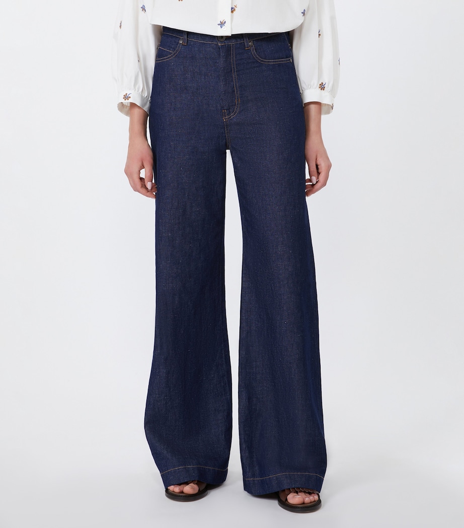 Weekend Max Mara Womens Wide-Leg Jeans Navy Image 3