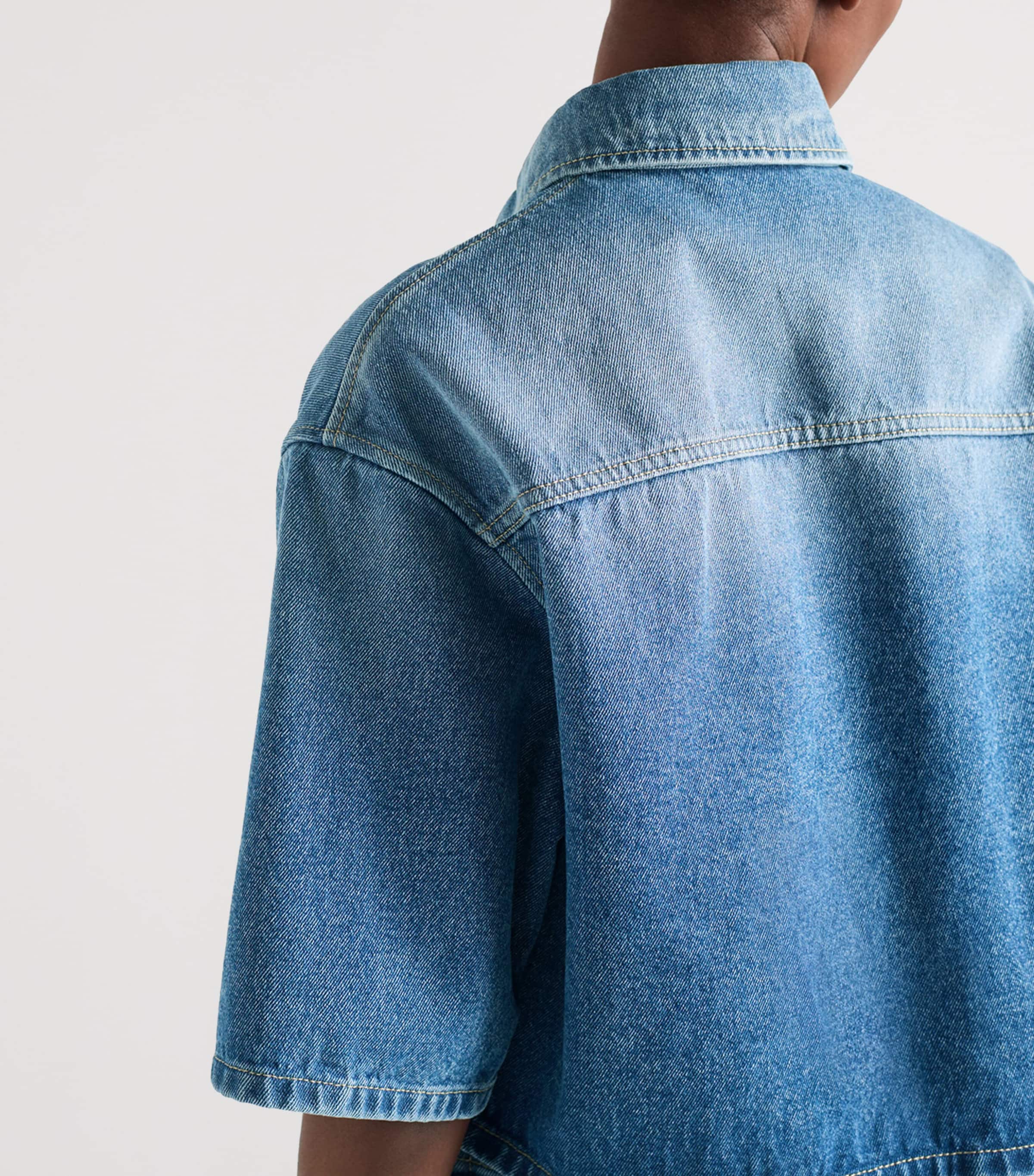 Denim Cropped Shirt F0V3N Image 3