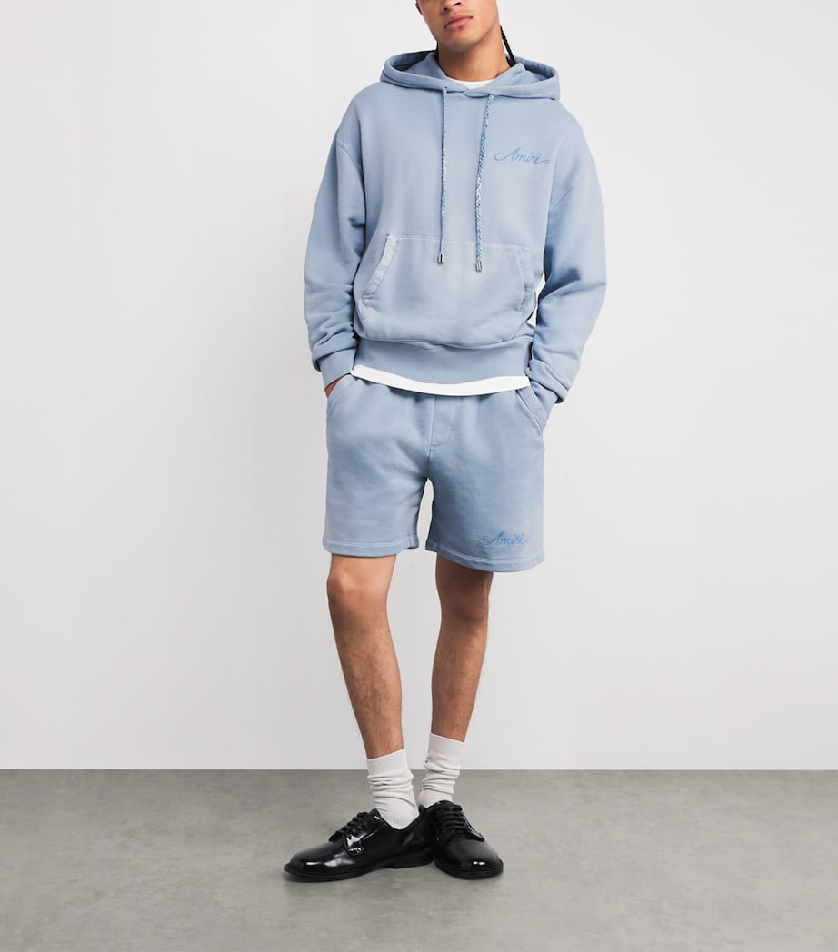 Cotton Bleach Bandana Sweatshorts ASHLEY BLUE Image 2